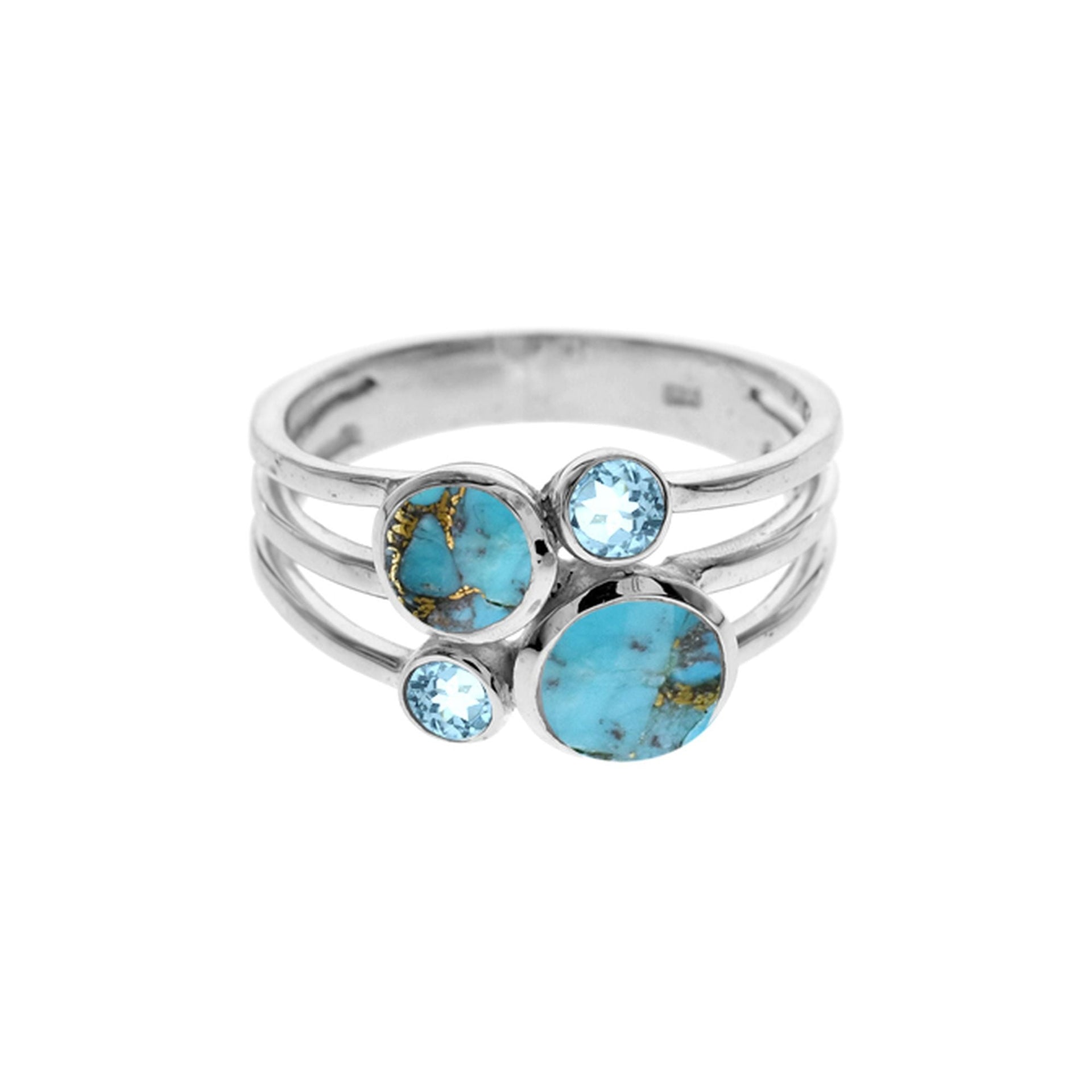 Ivy four blue mohave & blue topaz split band ring