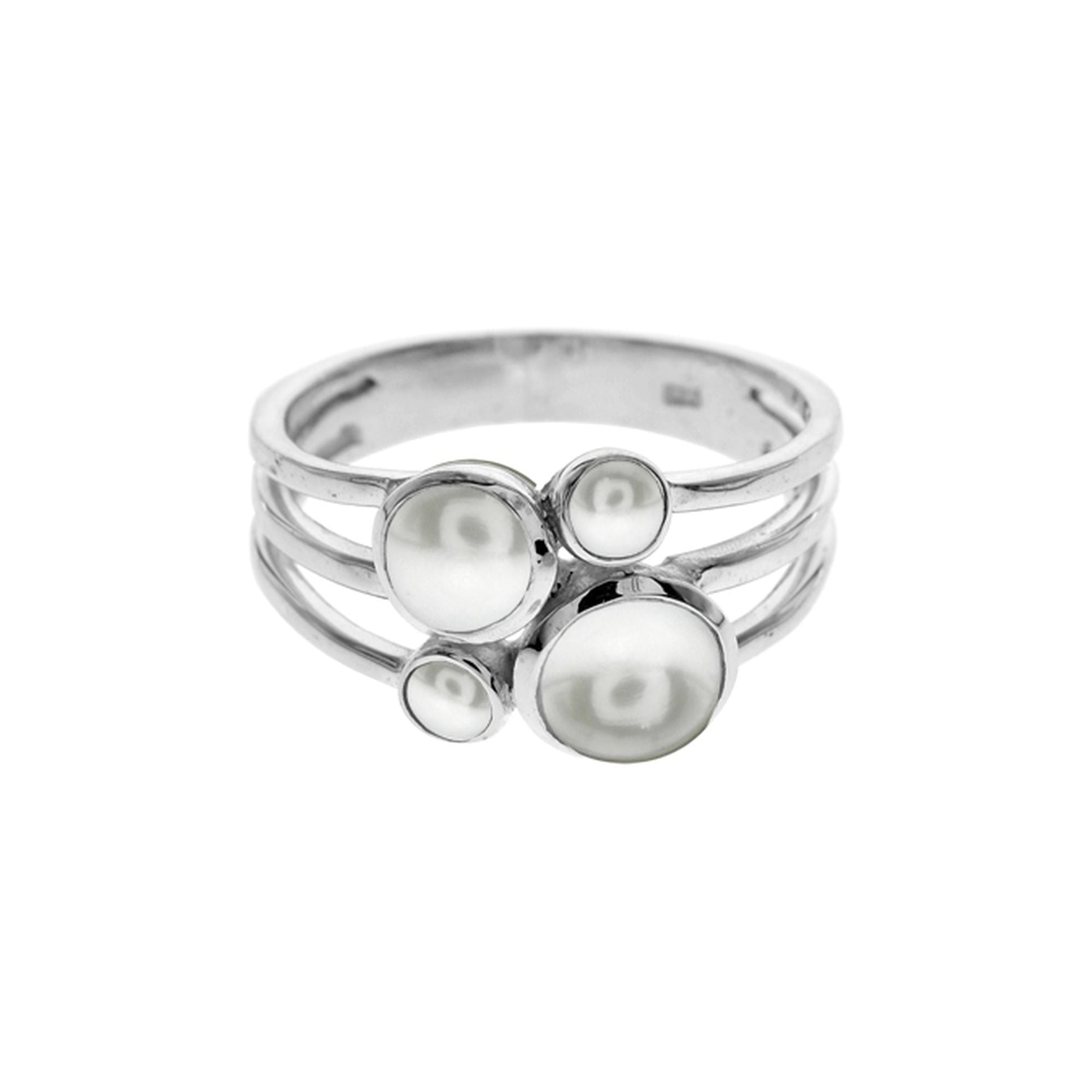 Blythe cluster of four pearls split band ring