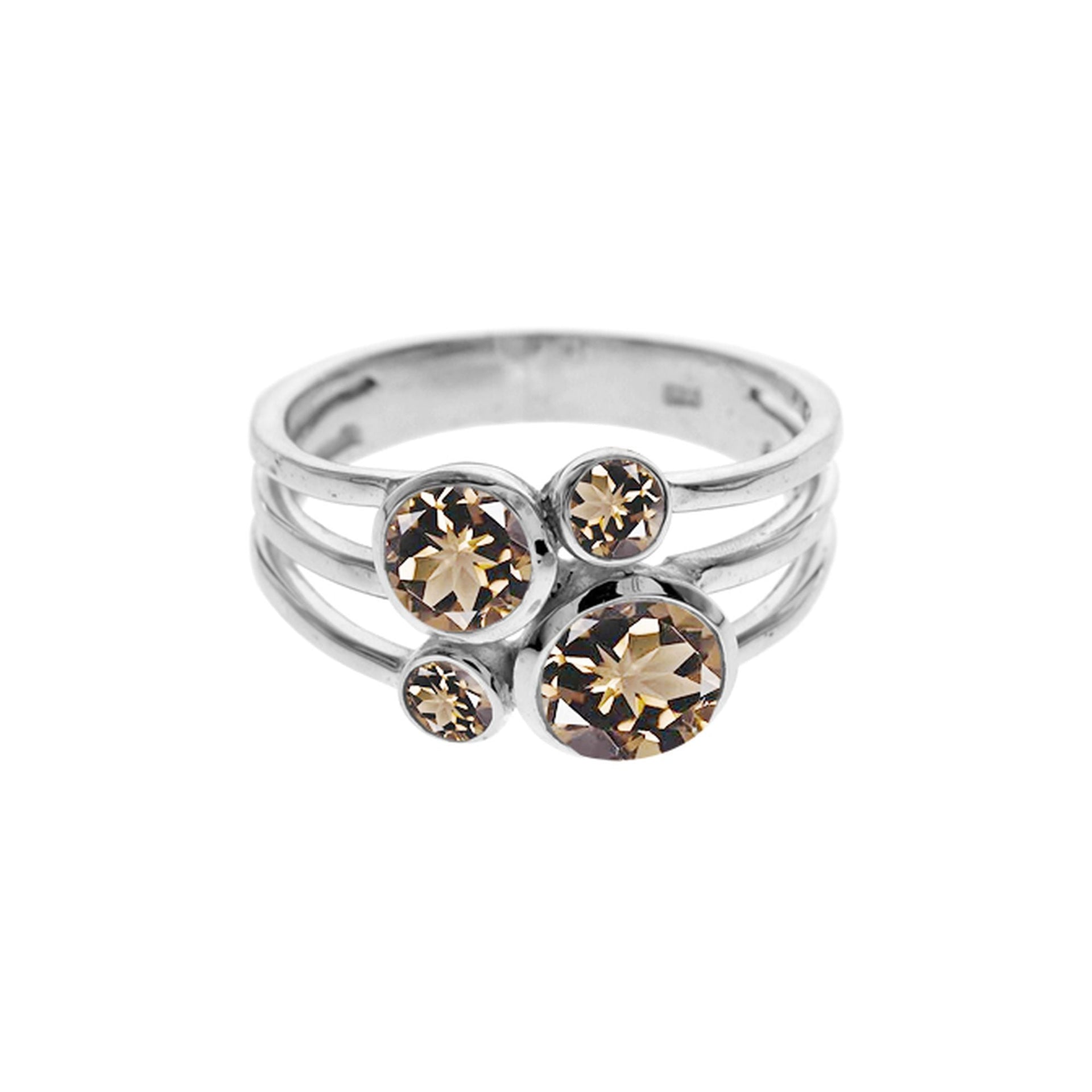 Ivy four smokey quartz split band ring