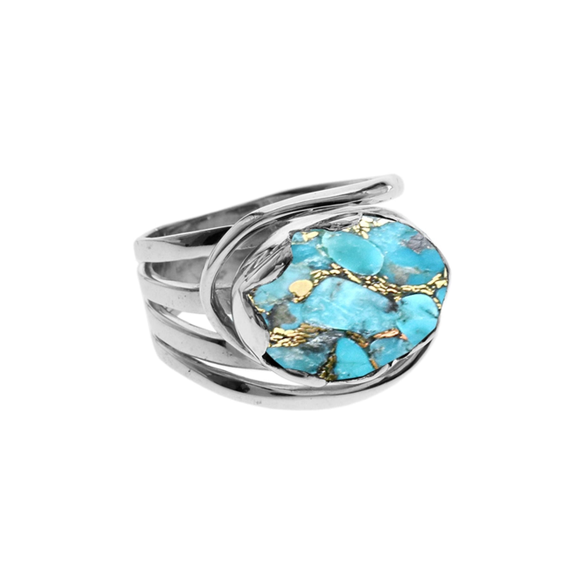 Amy oval blue mohave turquoise split band ring