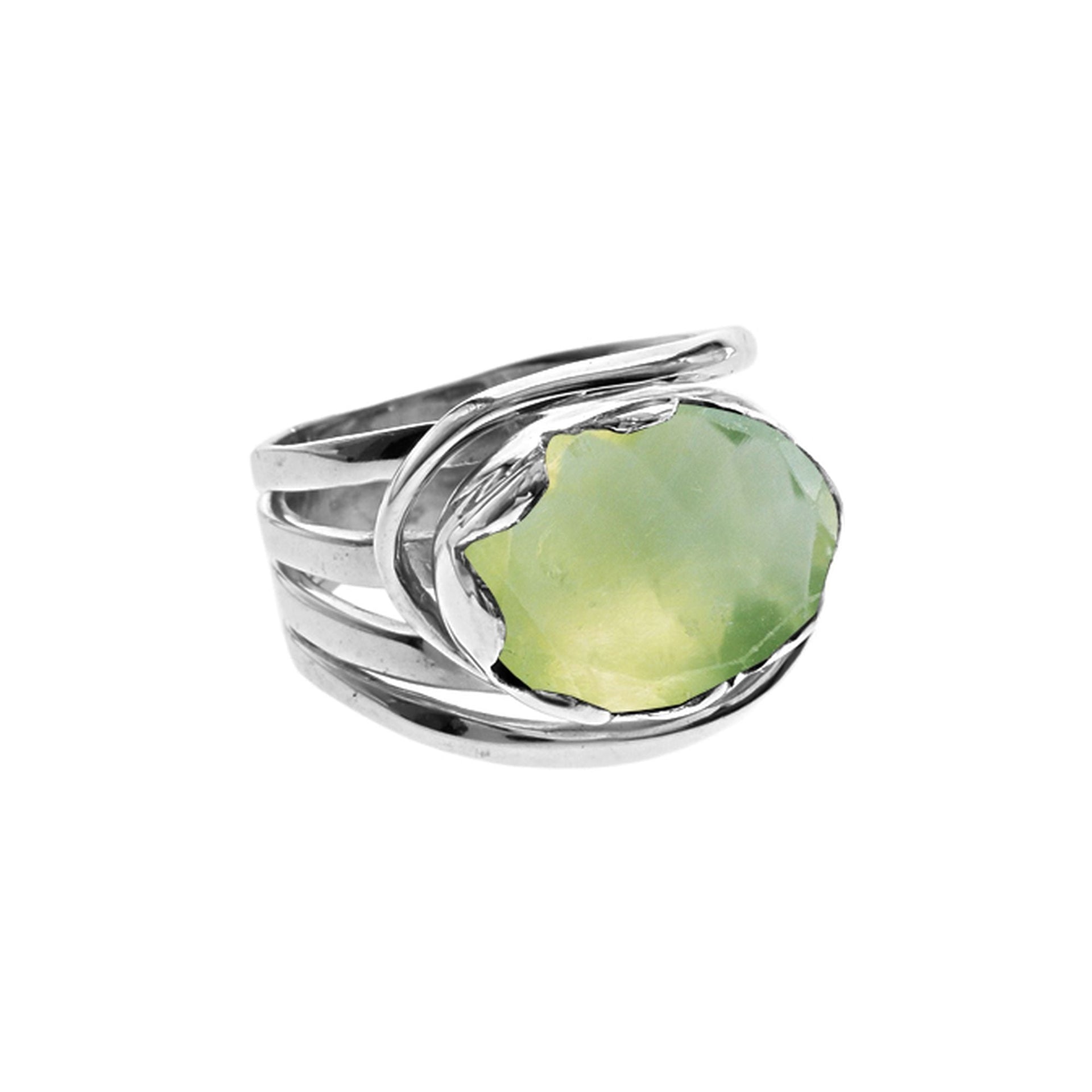 Amy oval prehnite split band ring