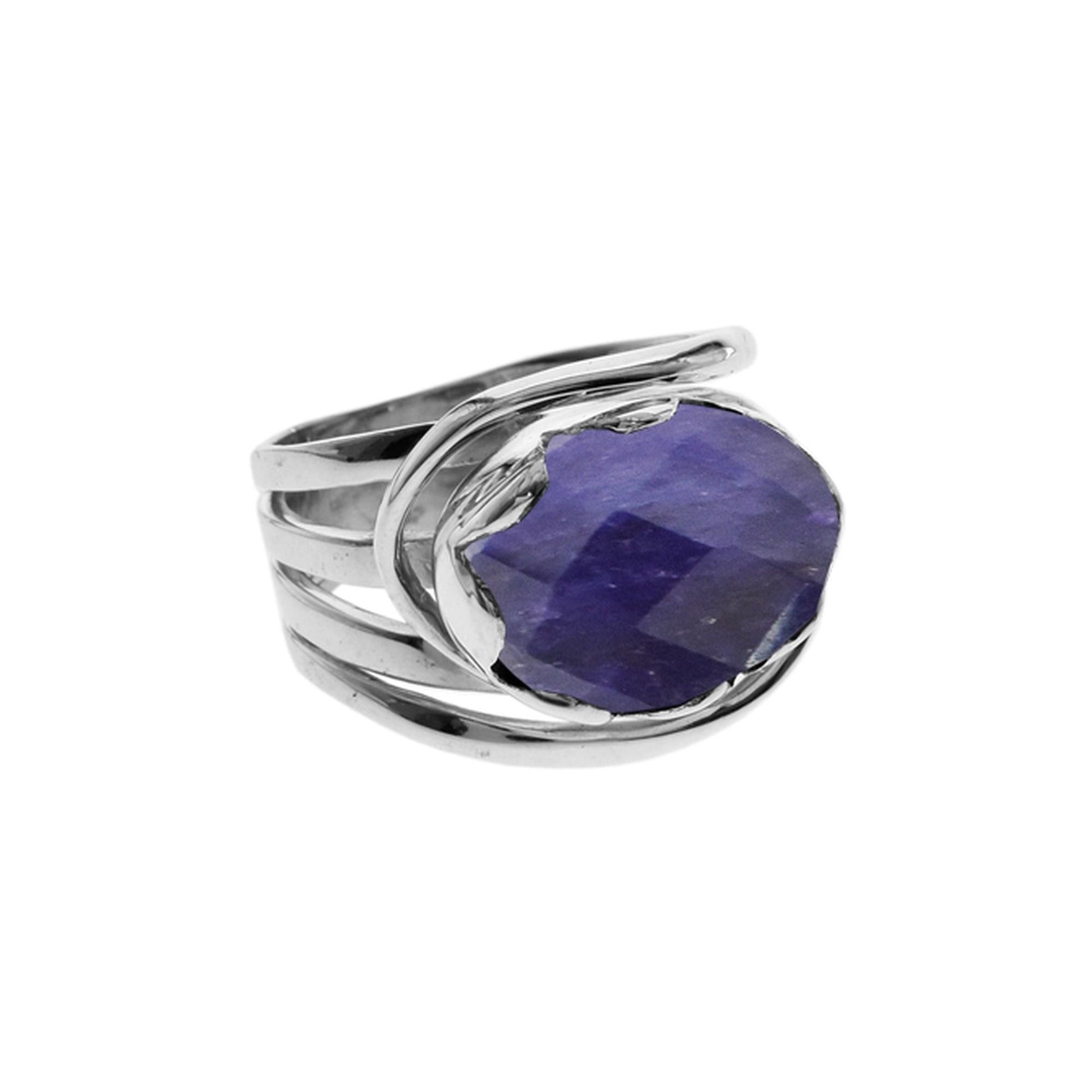 Amy oval sapphire quartz split band ring