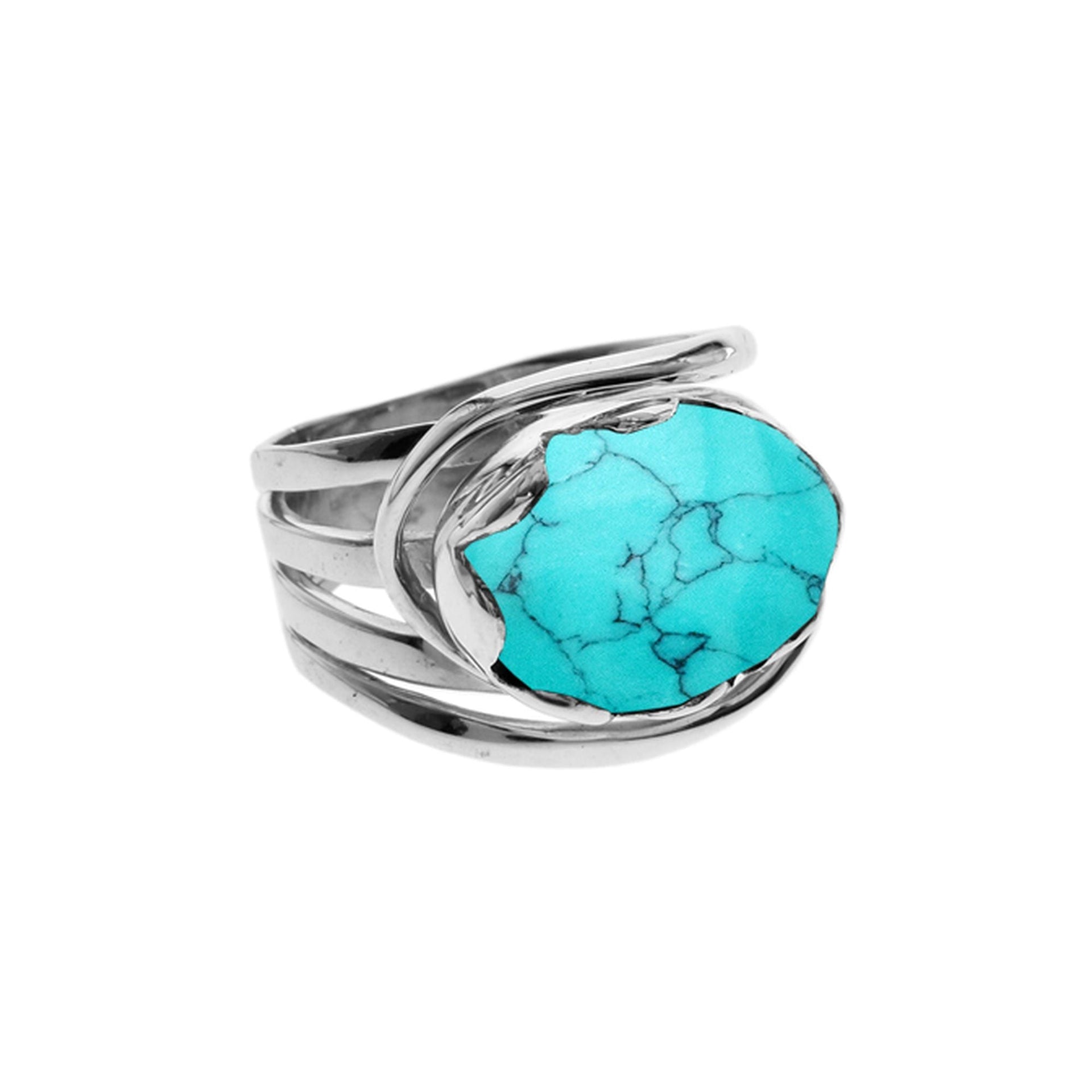 Amy oval turquoise split band ring