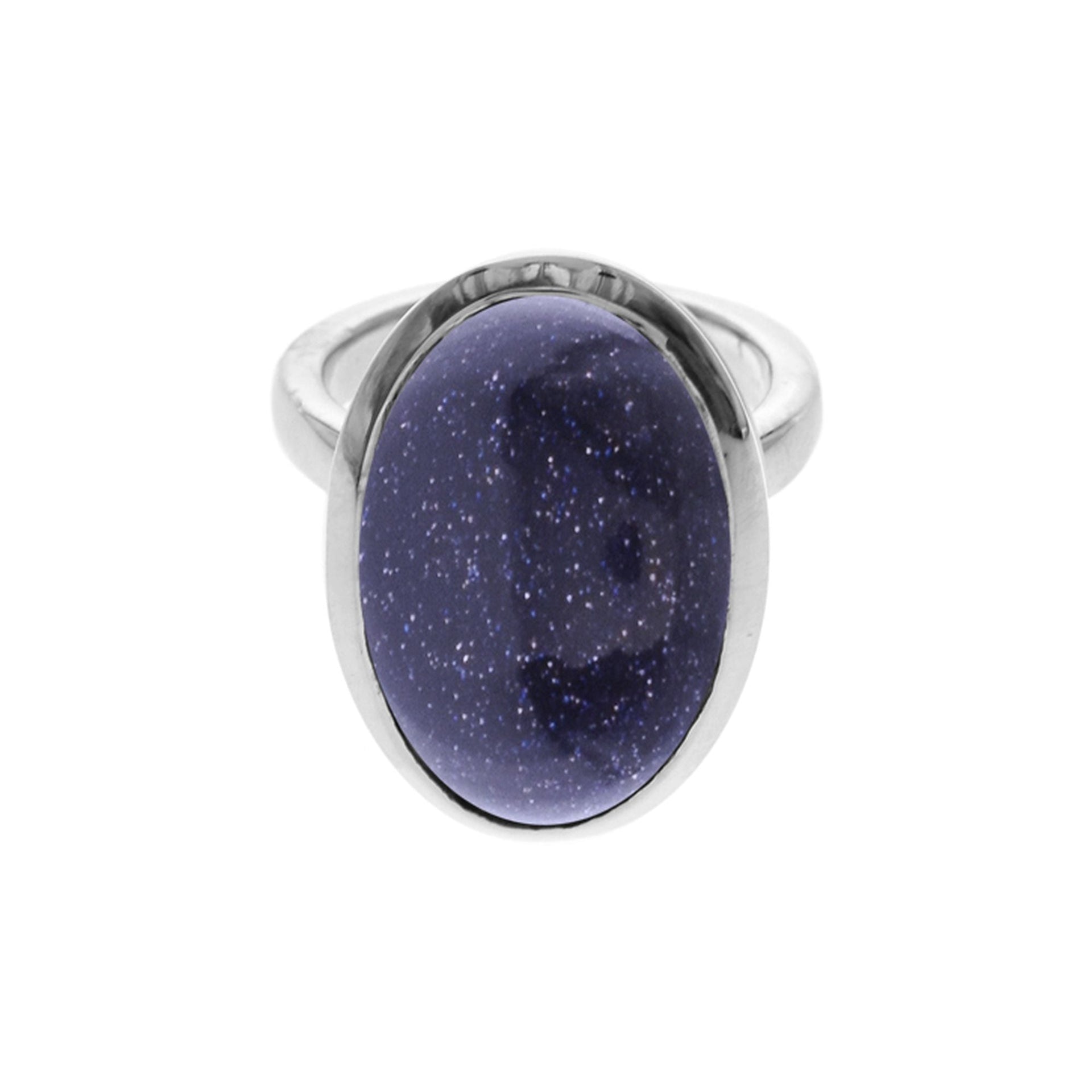 Samira plain large oval blue goldstone ring