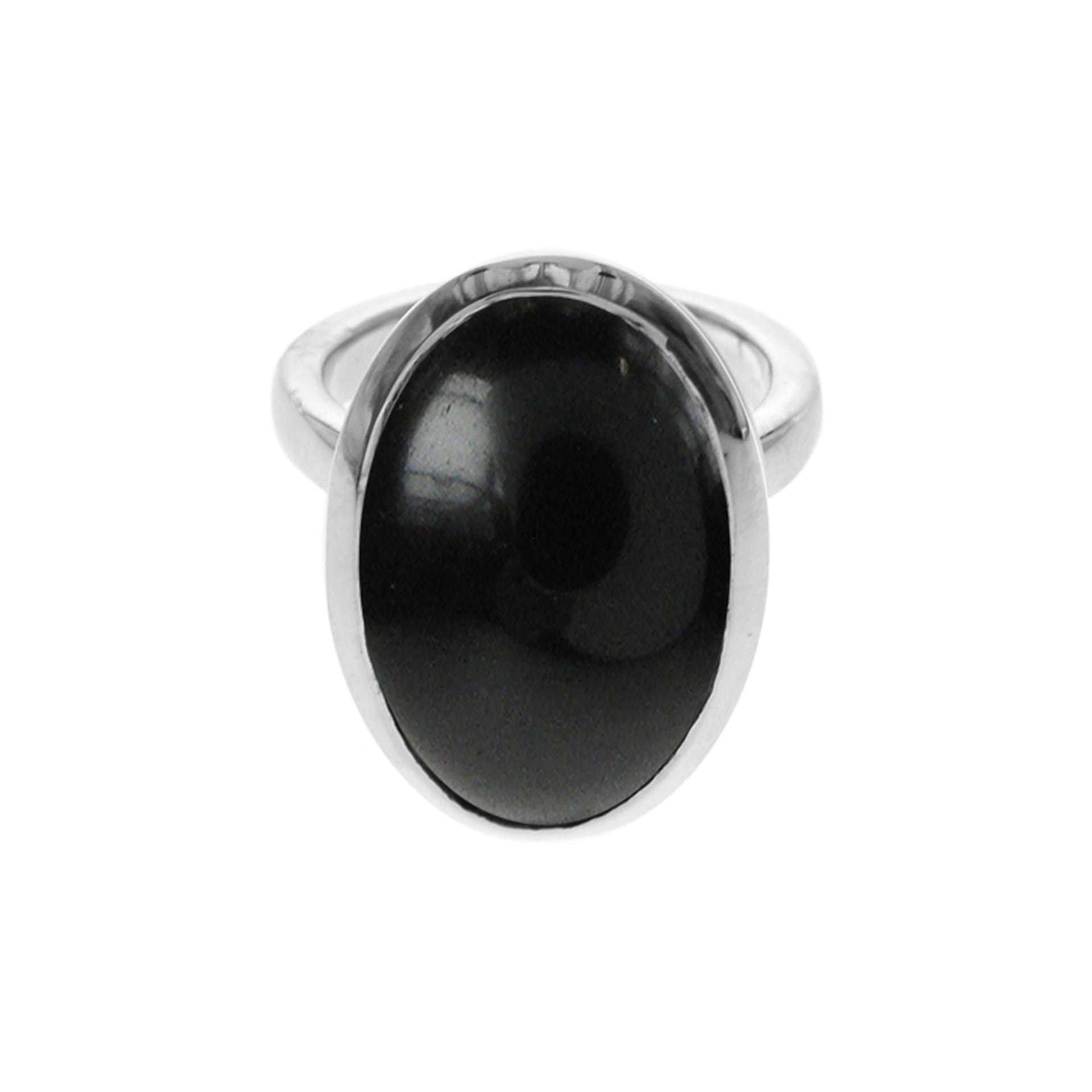 Samira plain oval black onyx ring