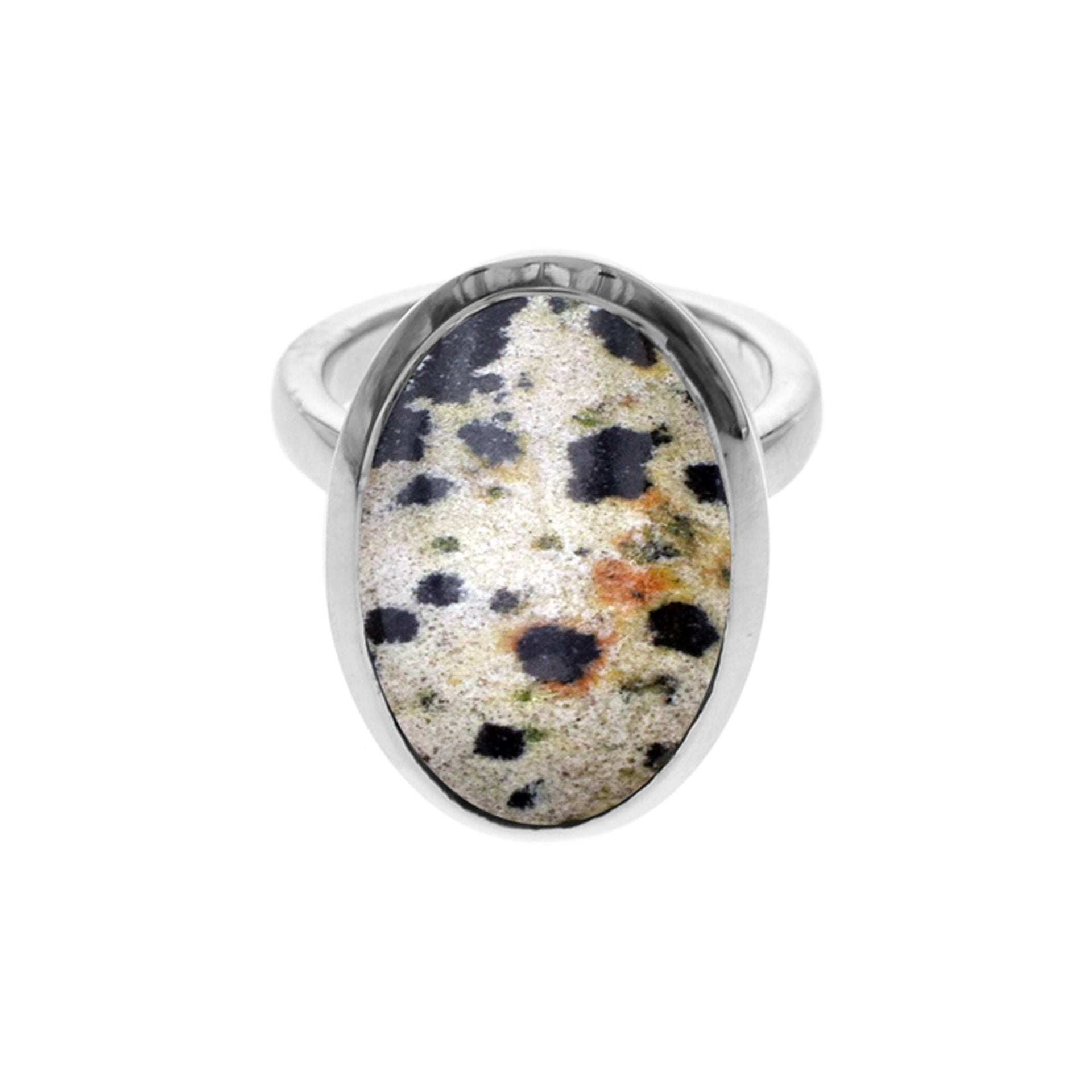 Samira plain oval dalmatian jasper ring