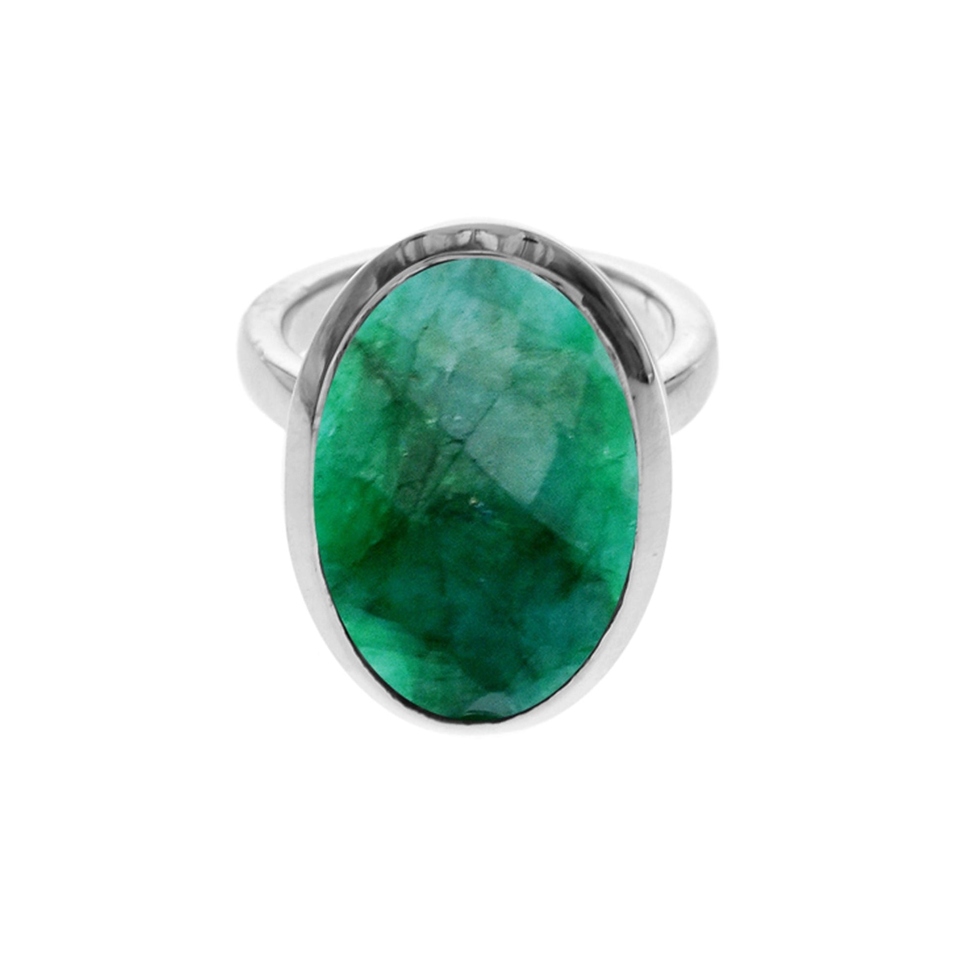 Samira plain oval emerald quartz ring