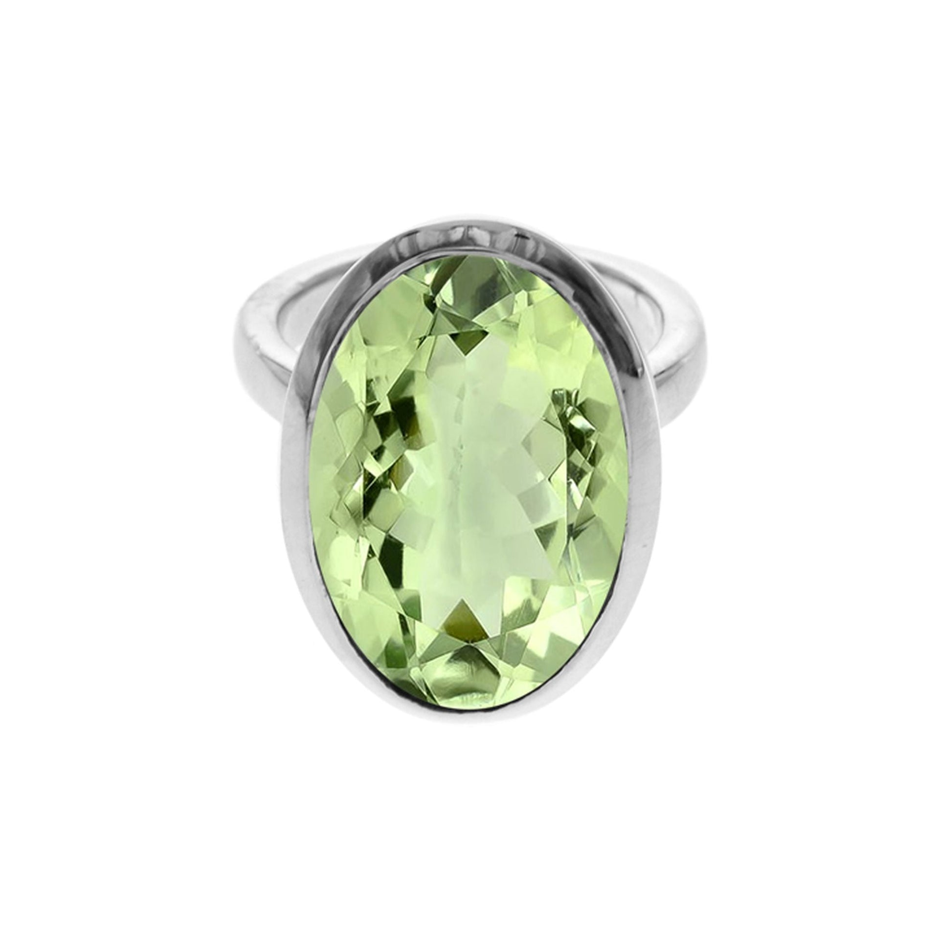 Samira plain oval green amethyst ring