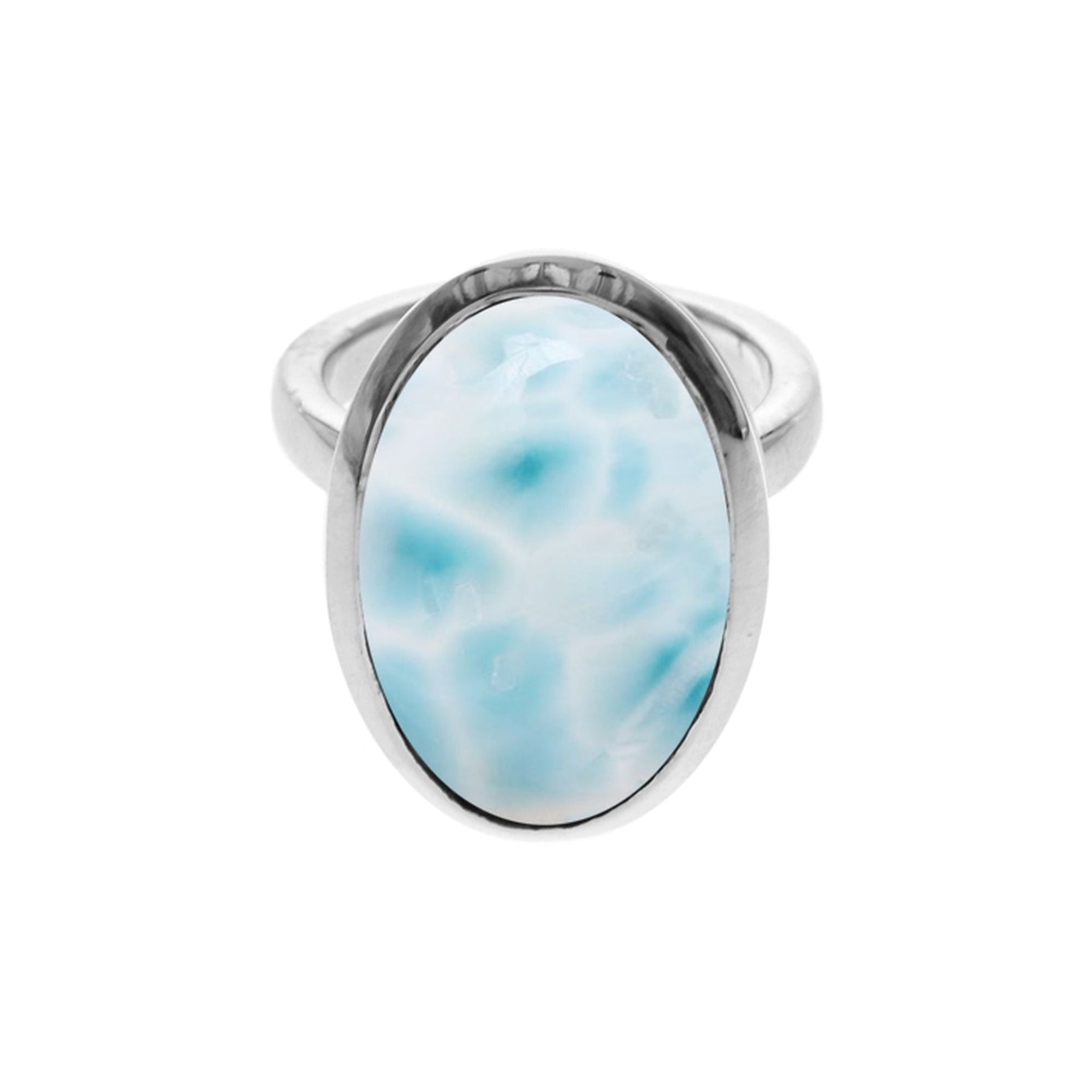 Samira plain large oval larimar ring