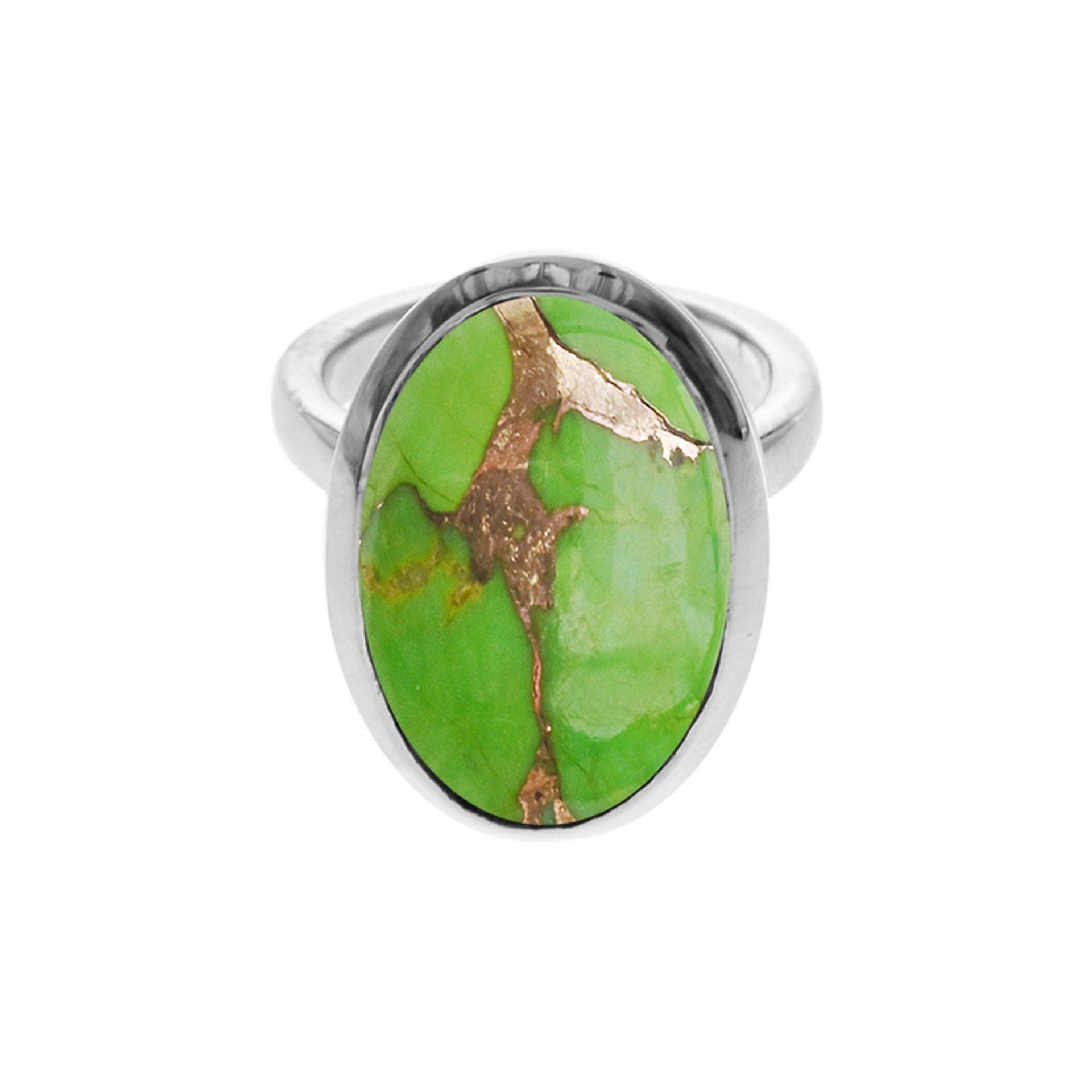 Samira plain oval green mohave ring