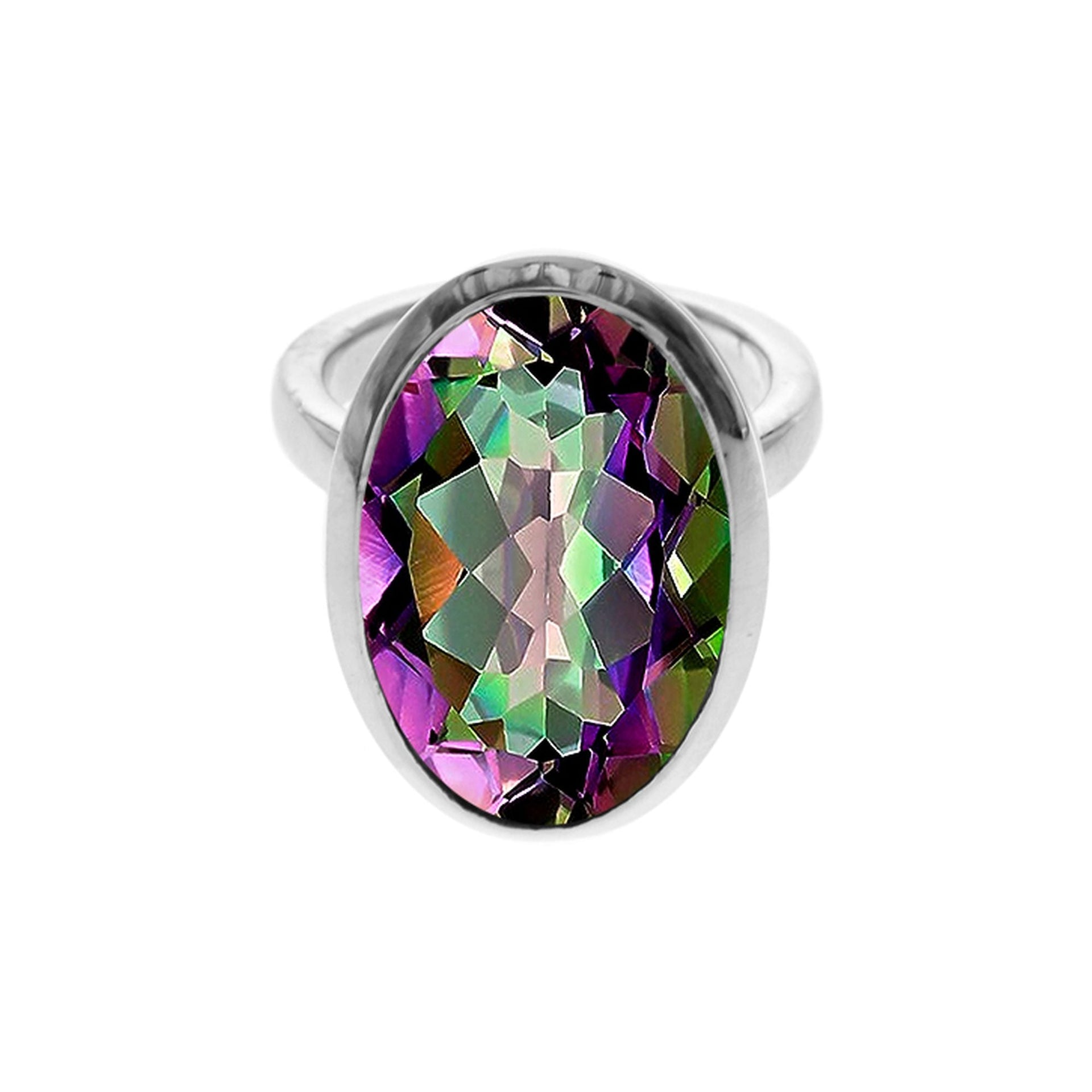 Samira plain oval mystic topaz ring