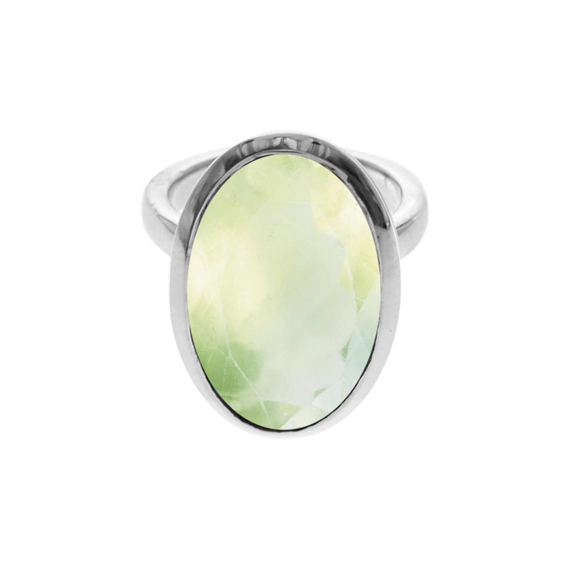 Samira plain oval prehnite ring