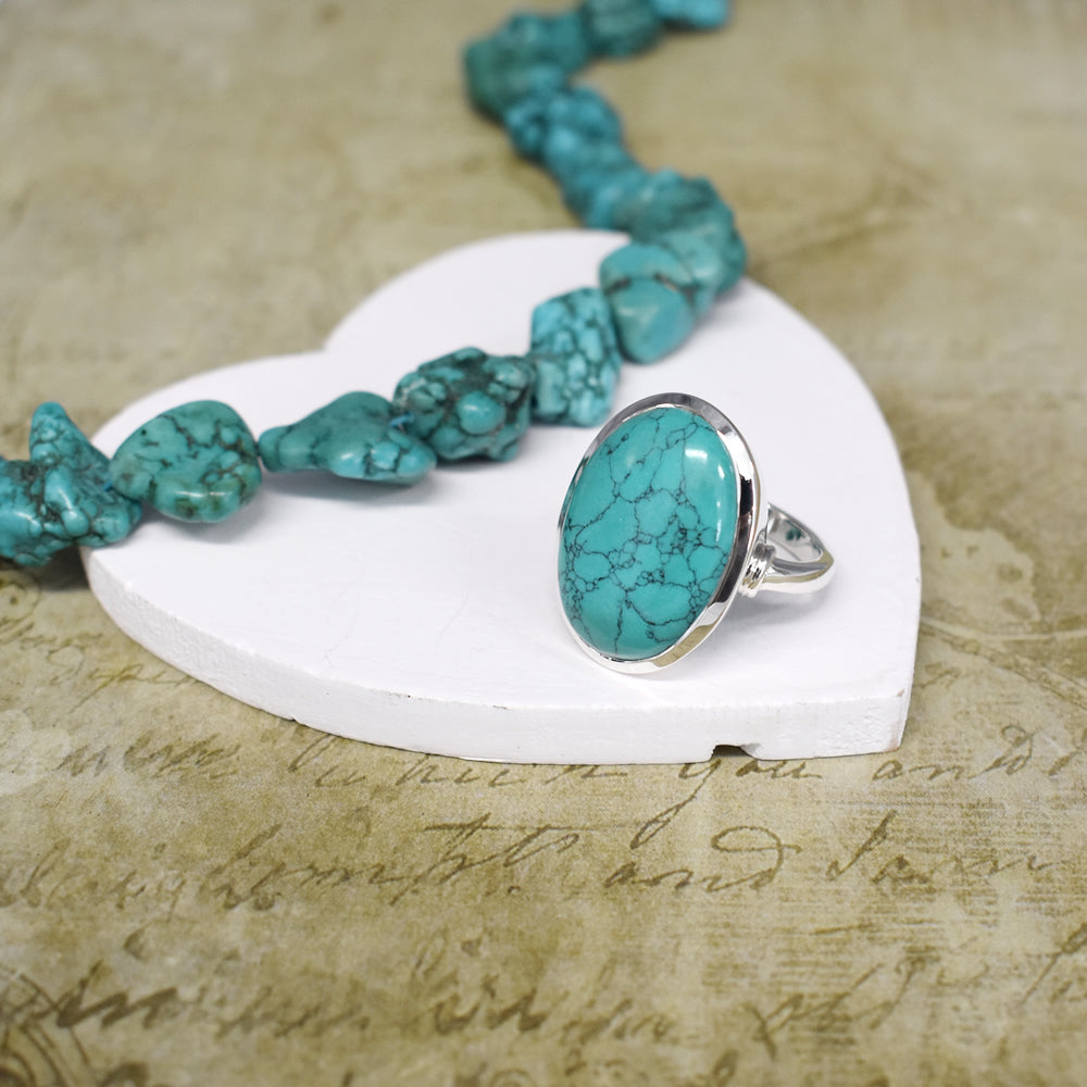 Samira plain large oval turquoise ring