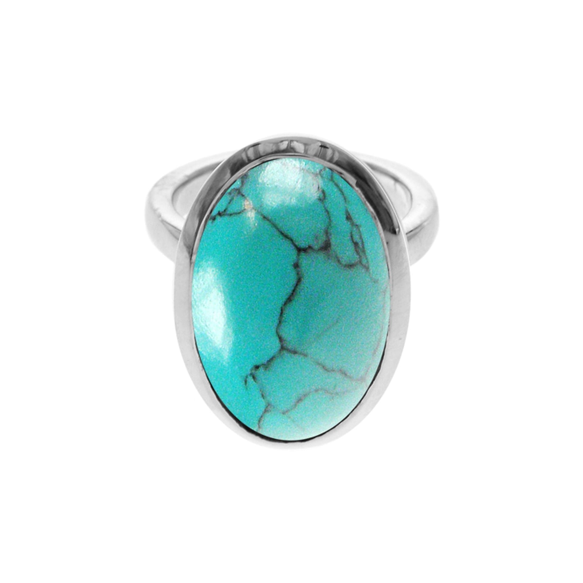 Samira plain large oval turquoise ring