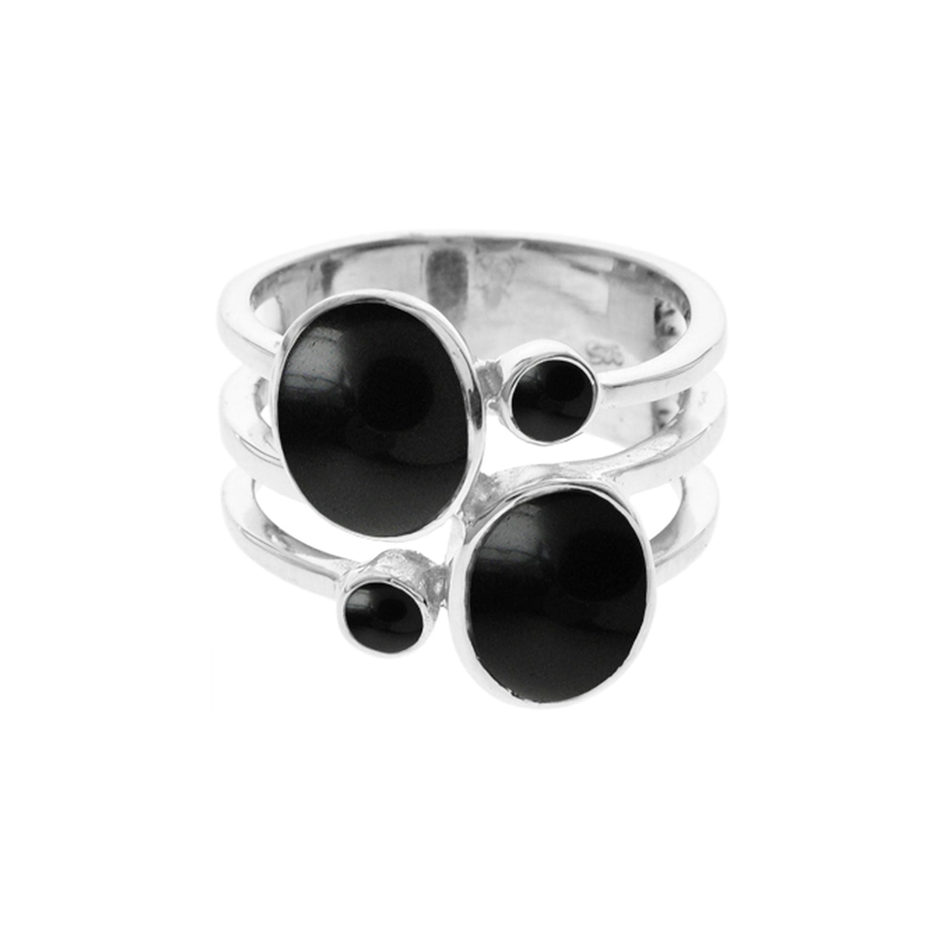 Amy black onyx split band ring