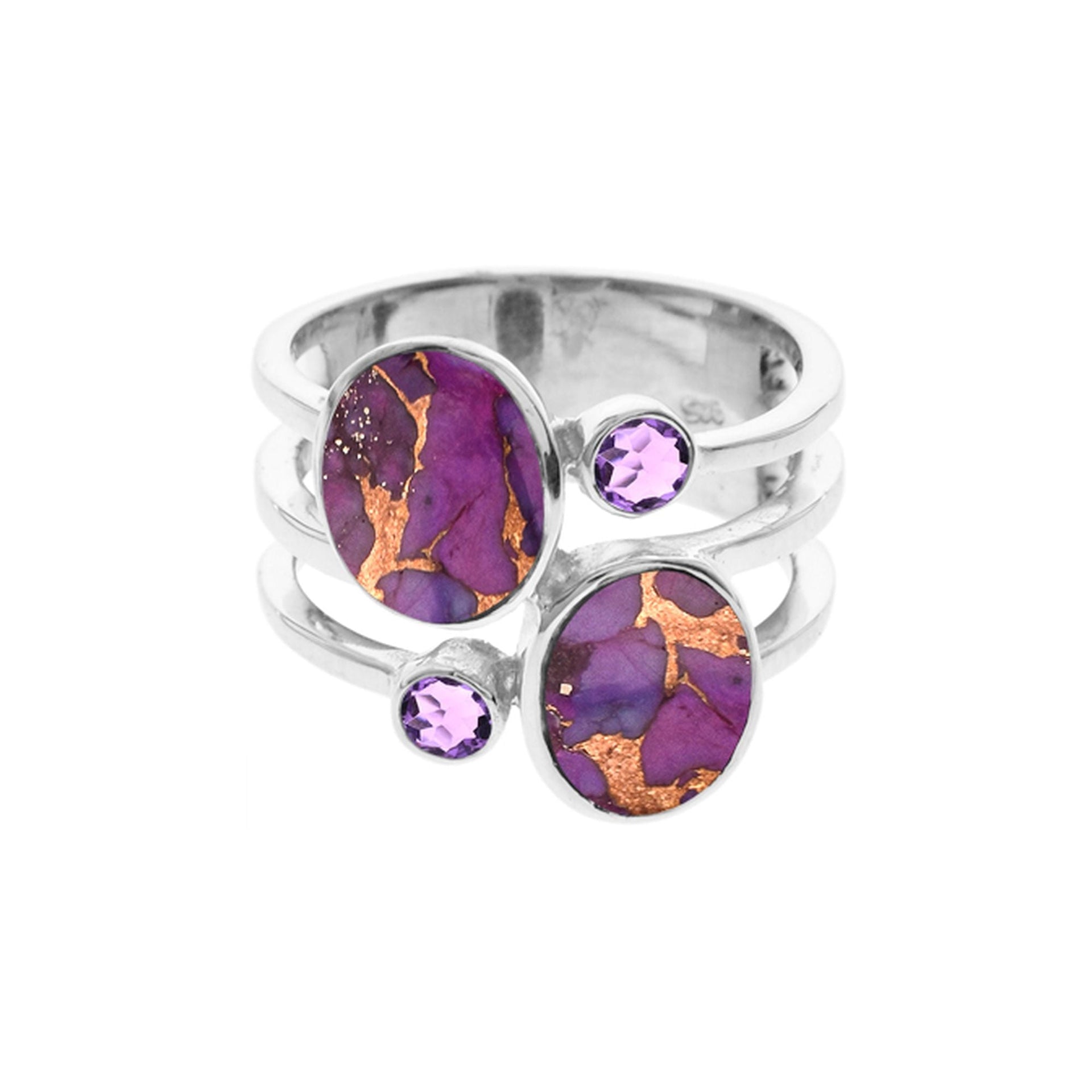 Amy mohave purple & amethyst facet split band ring