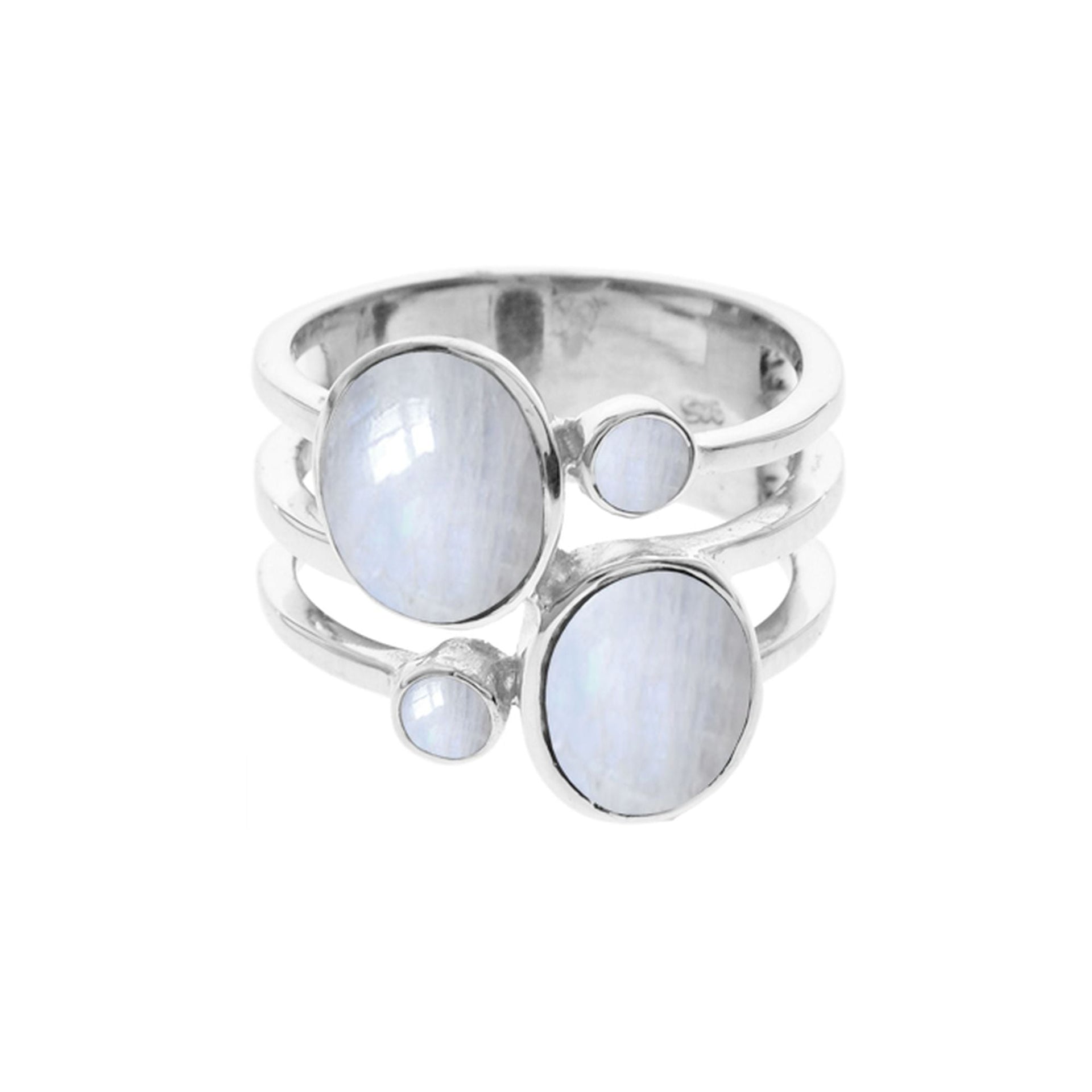 Amy rainbow moonstone split band ring