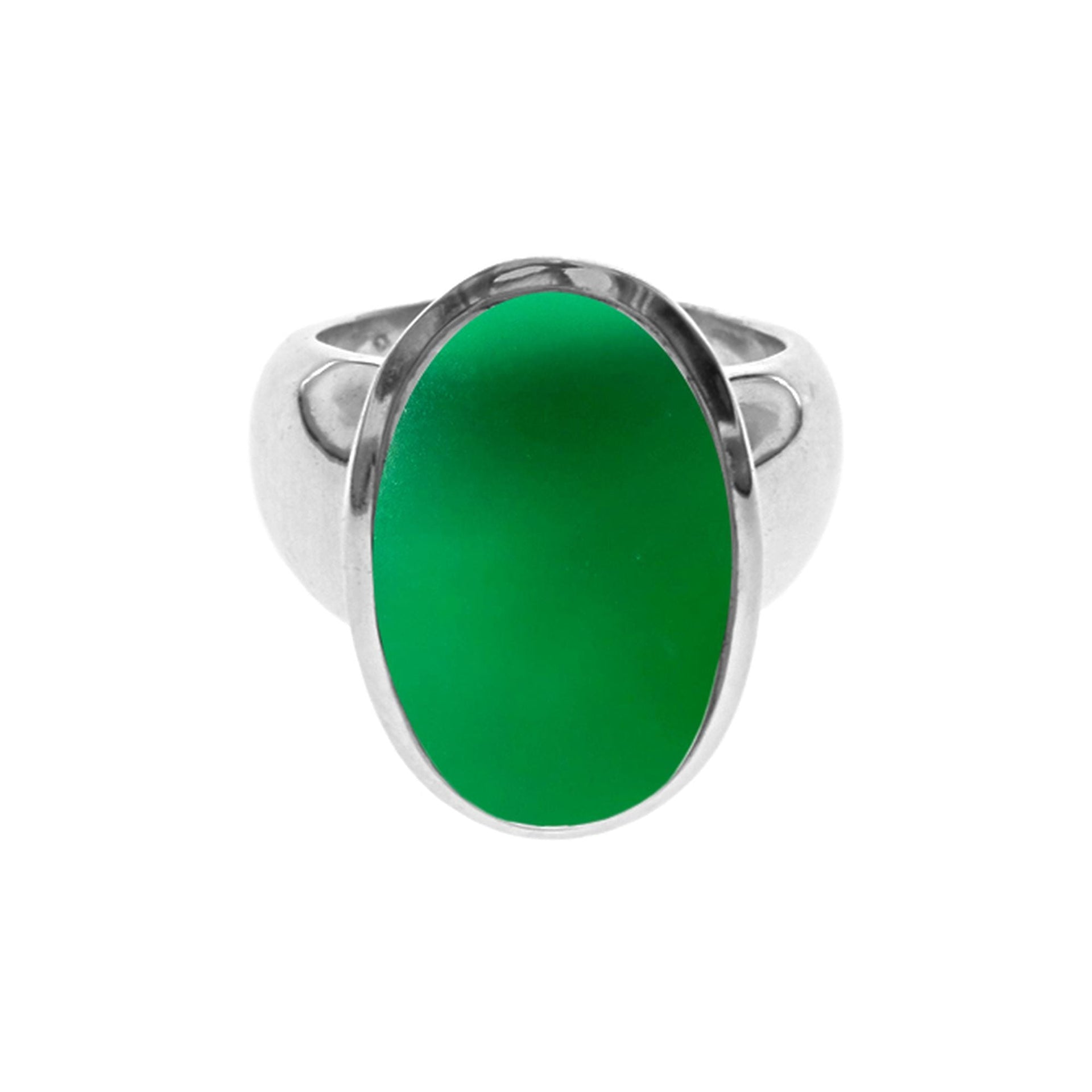 Amy oval green agate wide shoulder ring