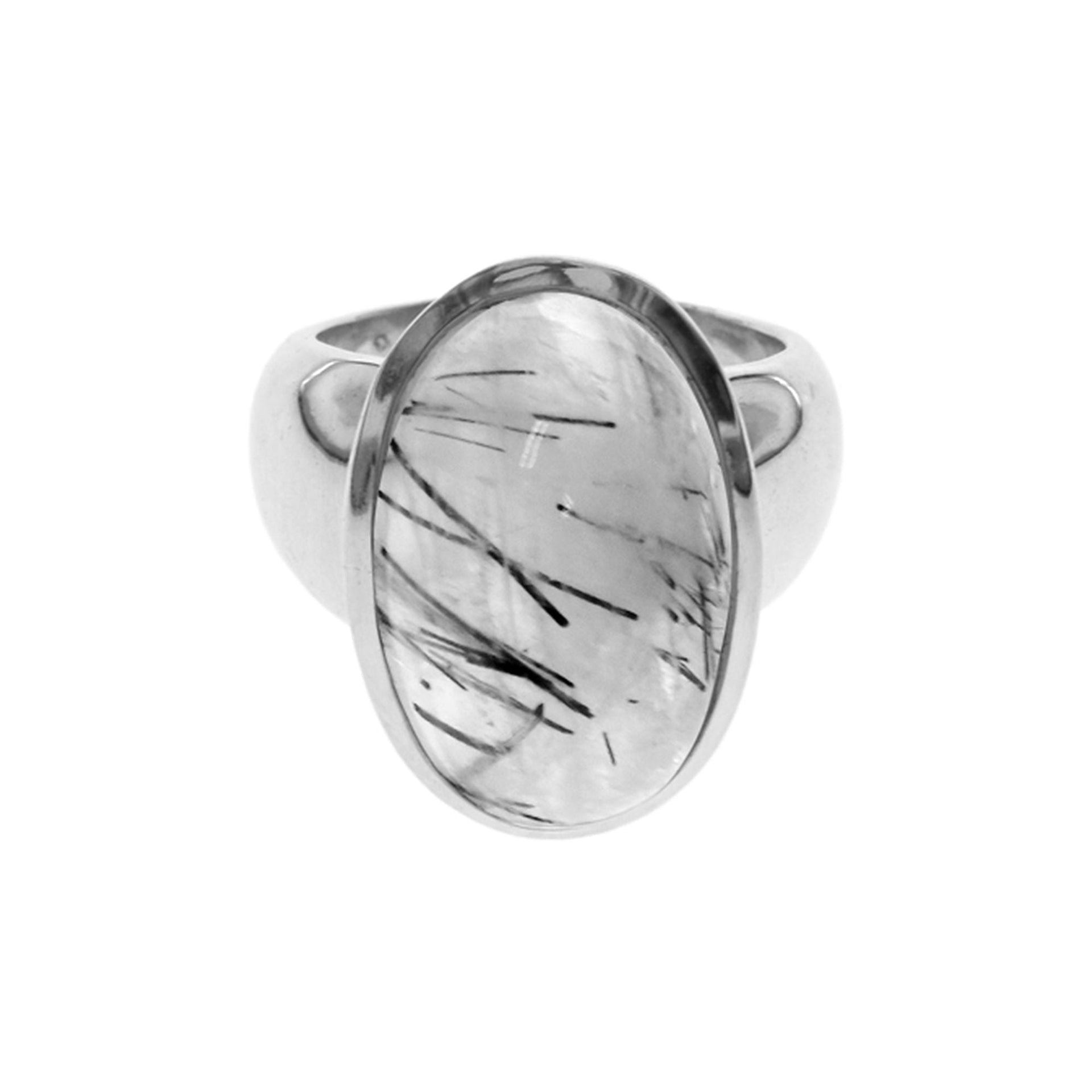 Amy medium oval tourmalated quartz wide shoulder ring
