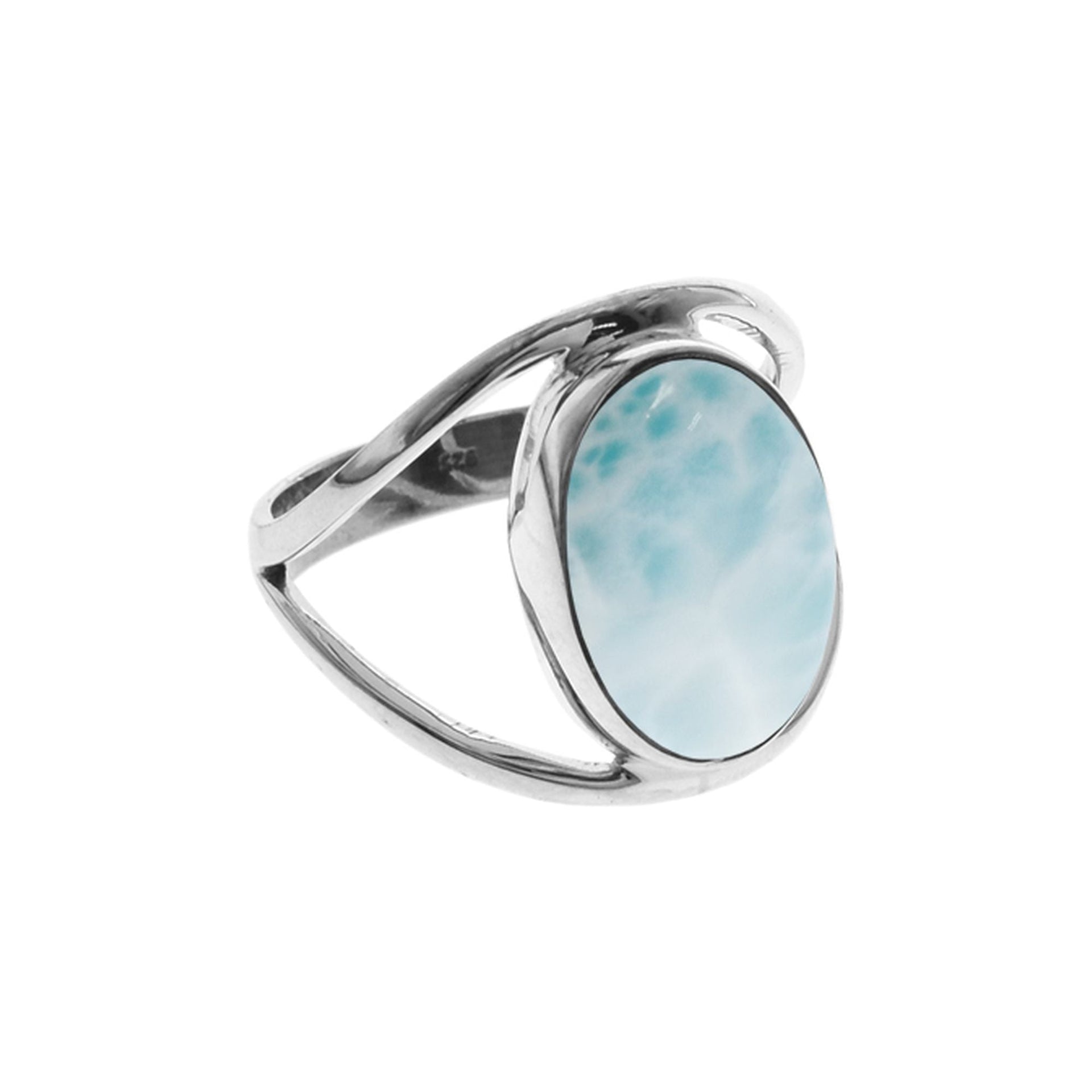 Amy split band ring with oval larimar