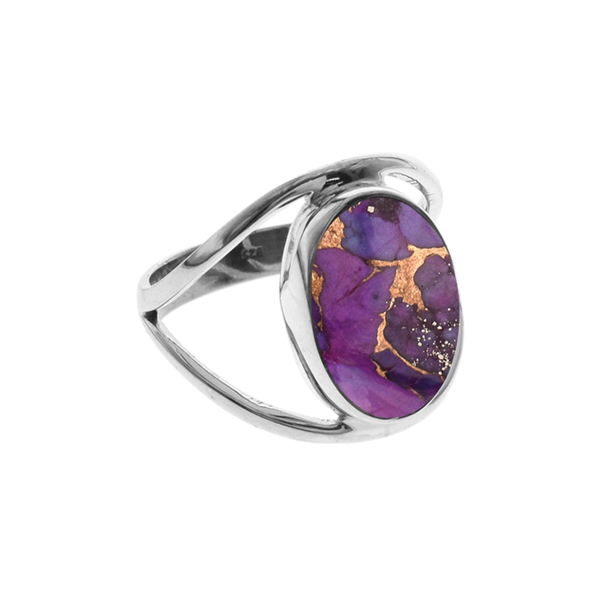 Amy split band ring with oval purple mohave