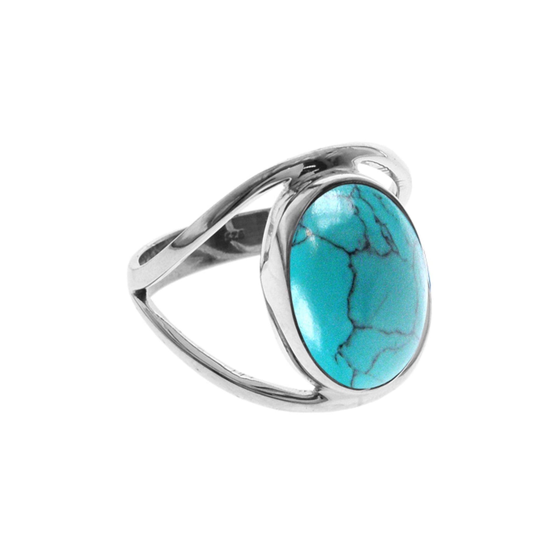 Amy oval turquoise split band ring