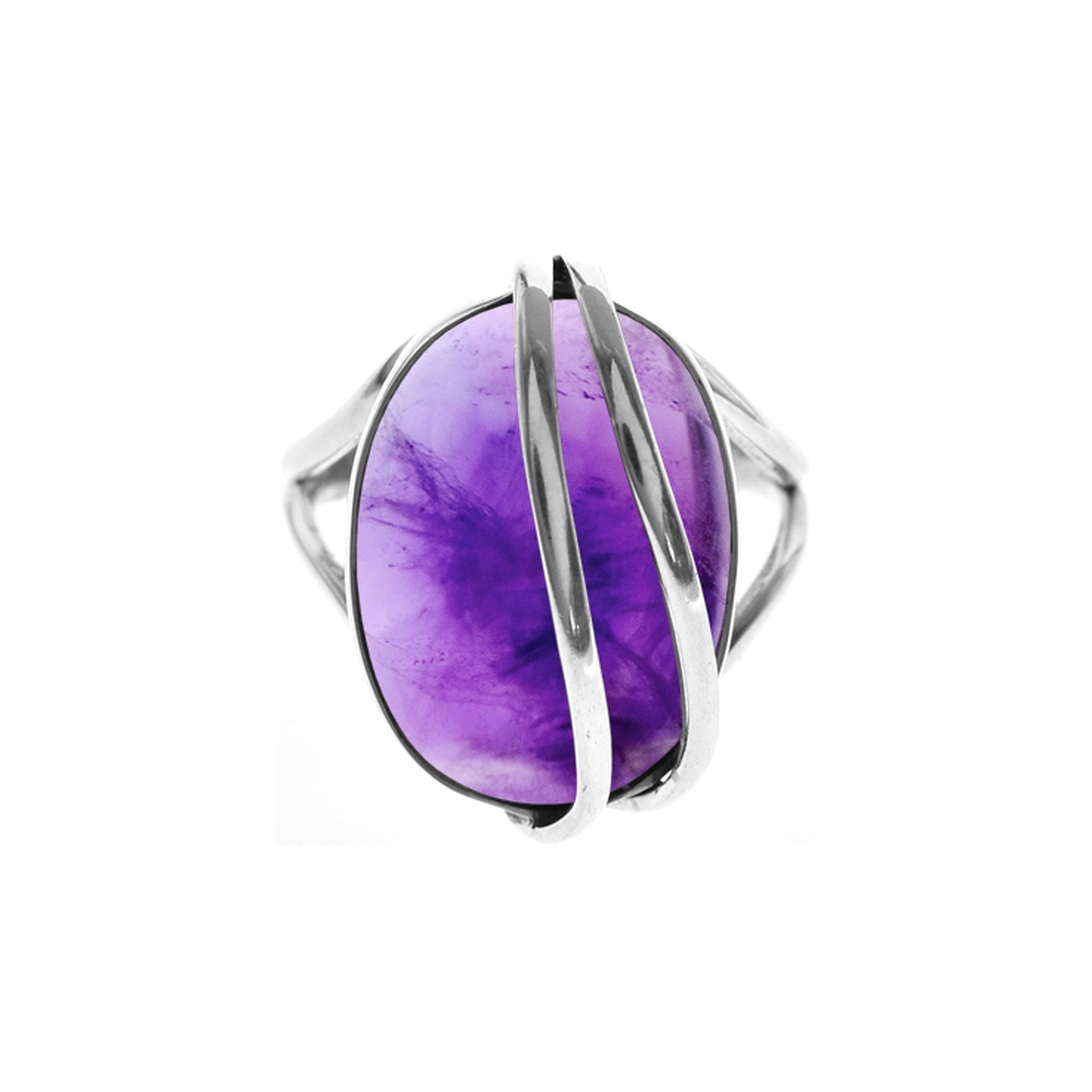 Amy split band amethyst ring with wire overlay