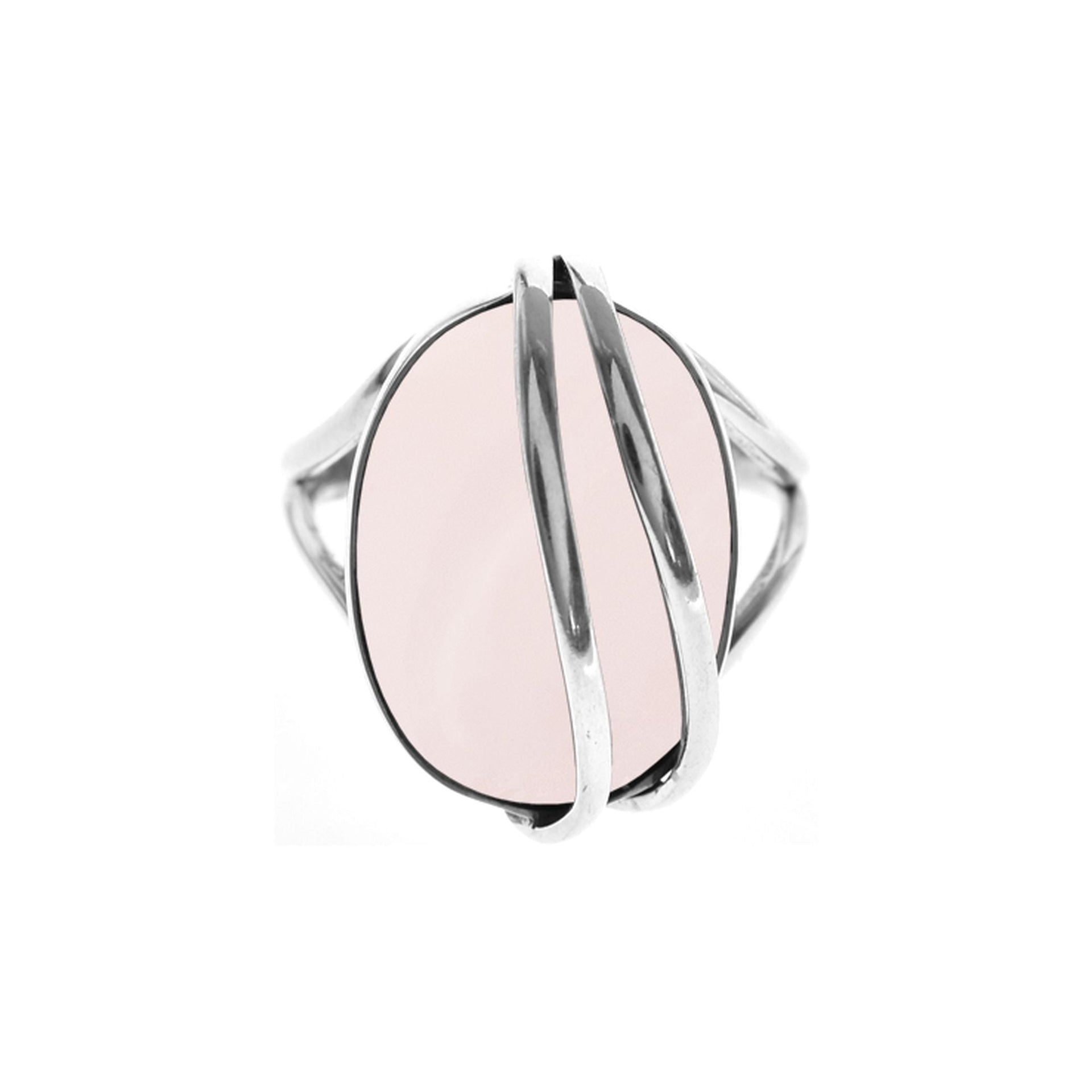 Amy split band rose quartz ring with wire overlay