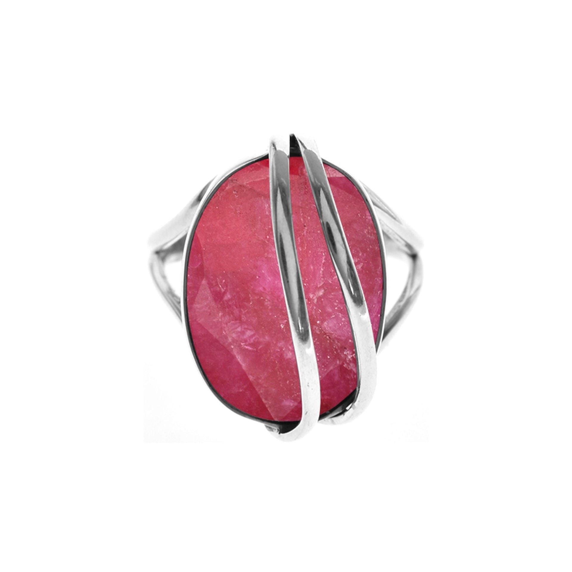 Amy split band ruby quartz ring with wire overlay