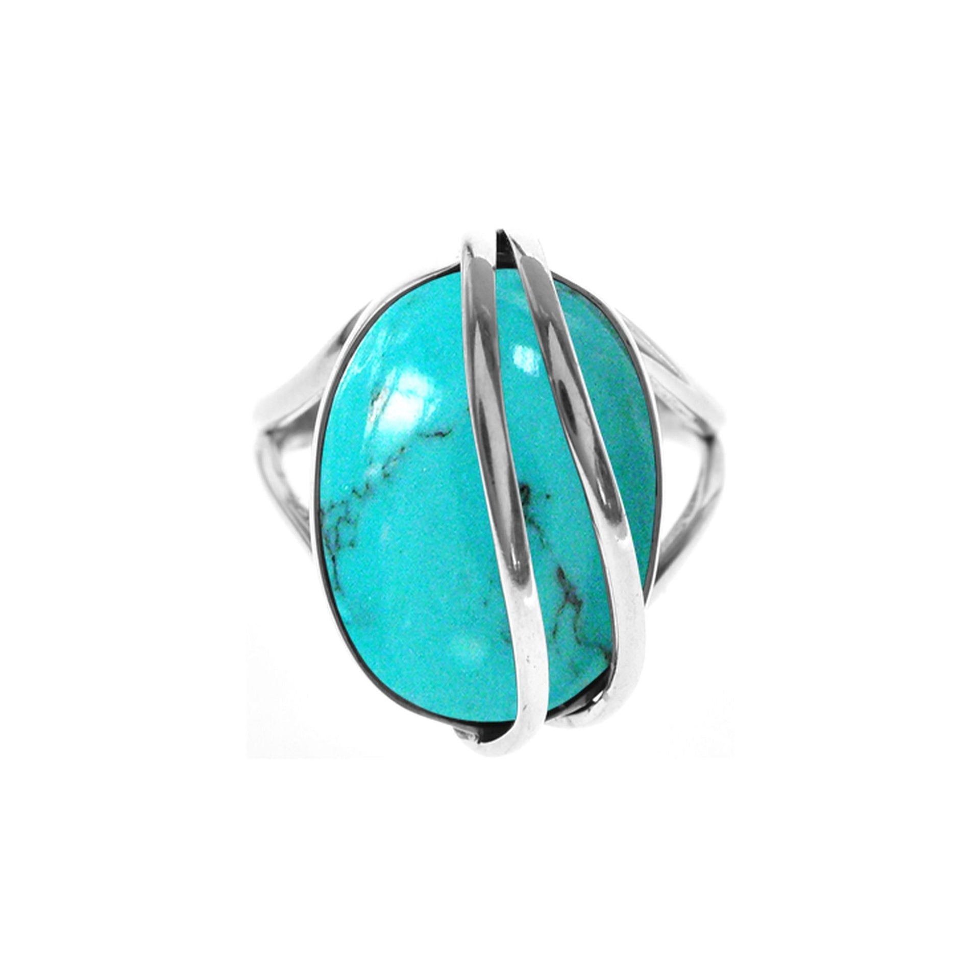 Amy split band turquoise ring with wire overlay