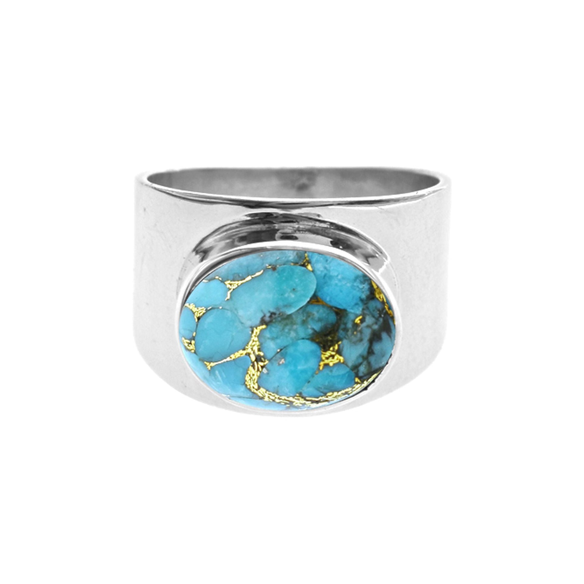 Samira wide oval blue mohave ring
