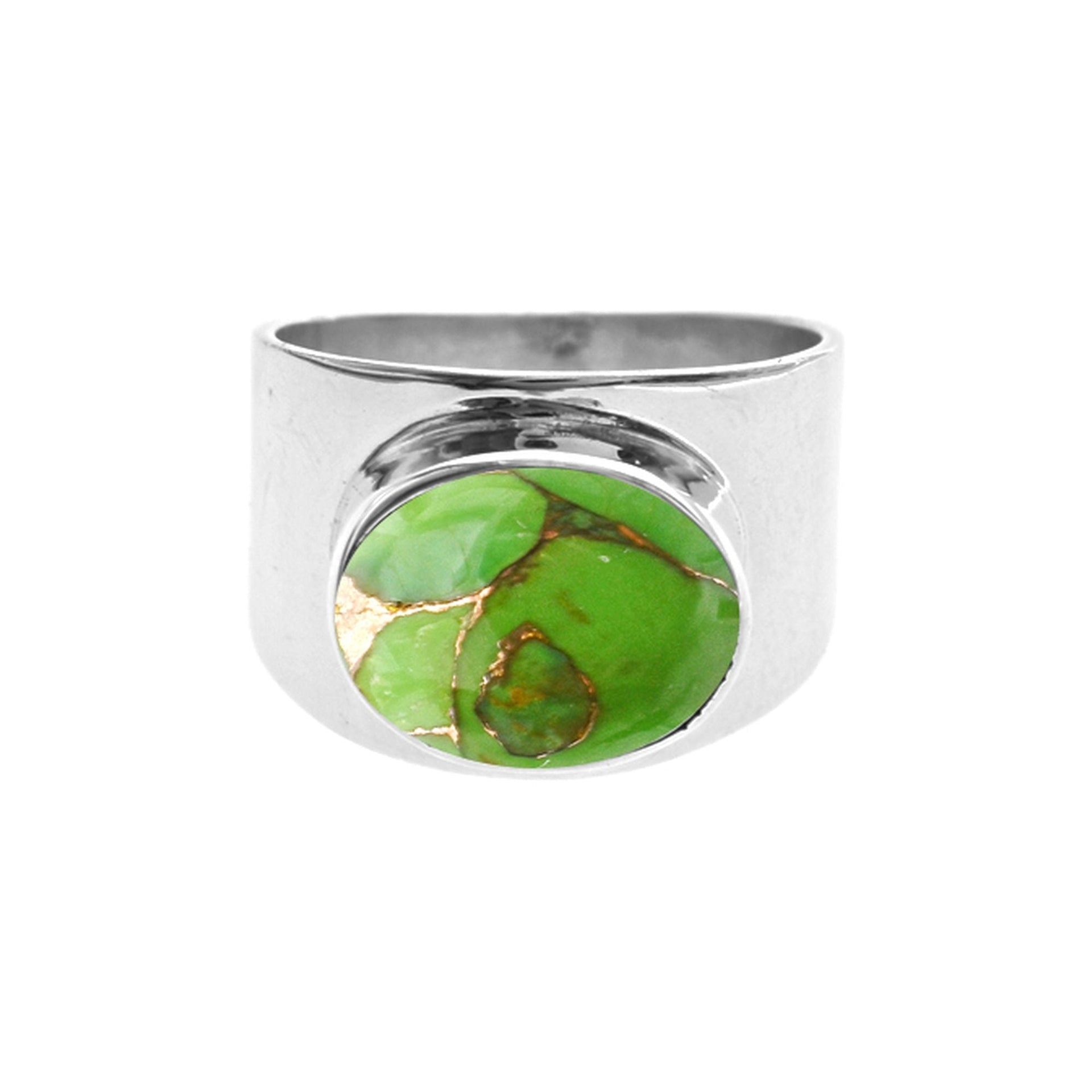 Samira wide oval green mohave ring