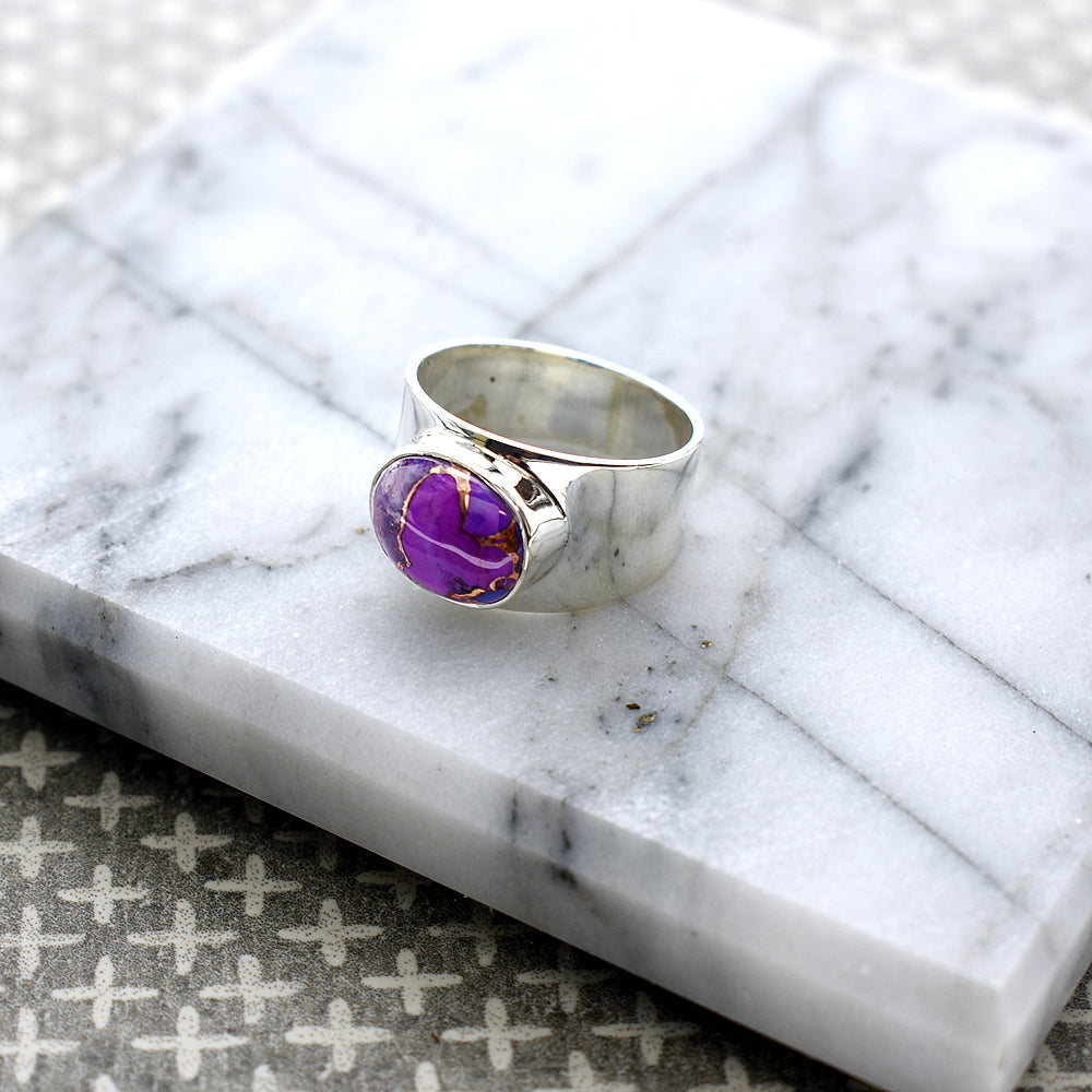 Samira wide oval purple mohave ring