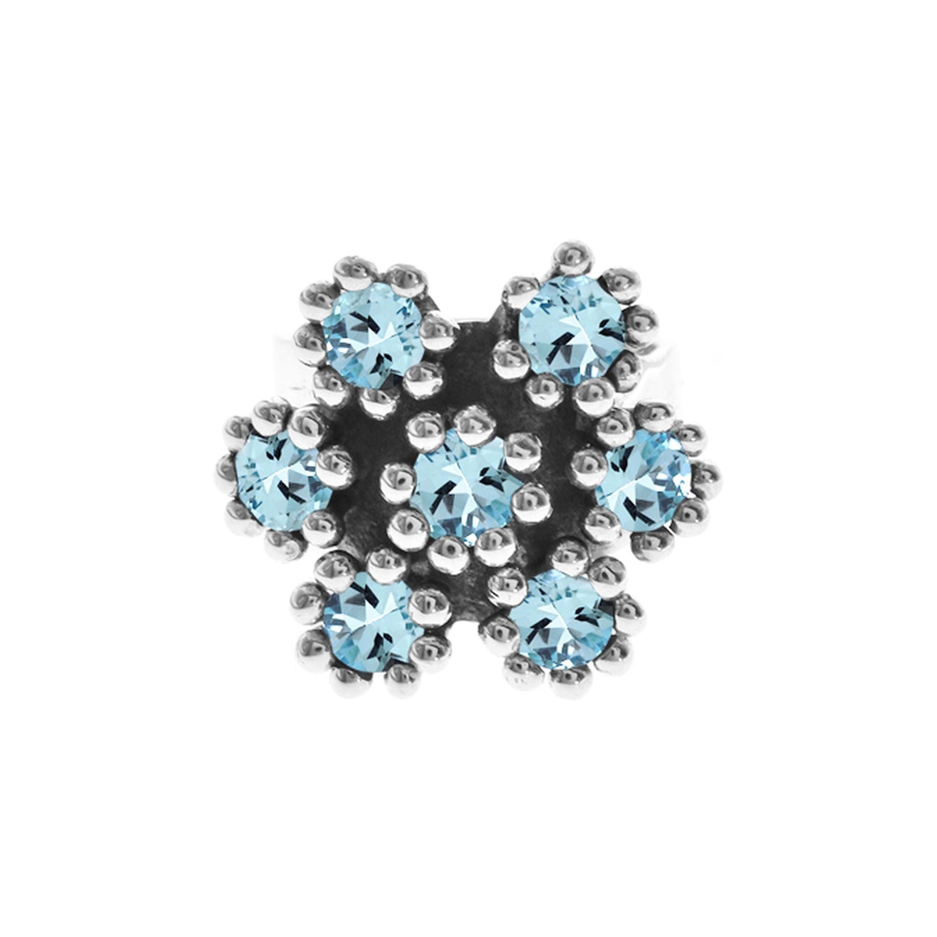 7 Stone blue topaz posy cocktail ring