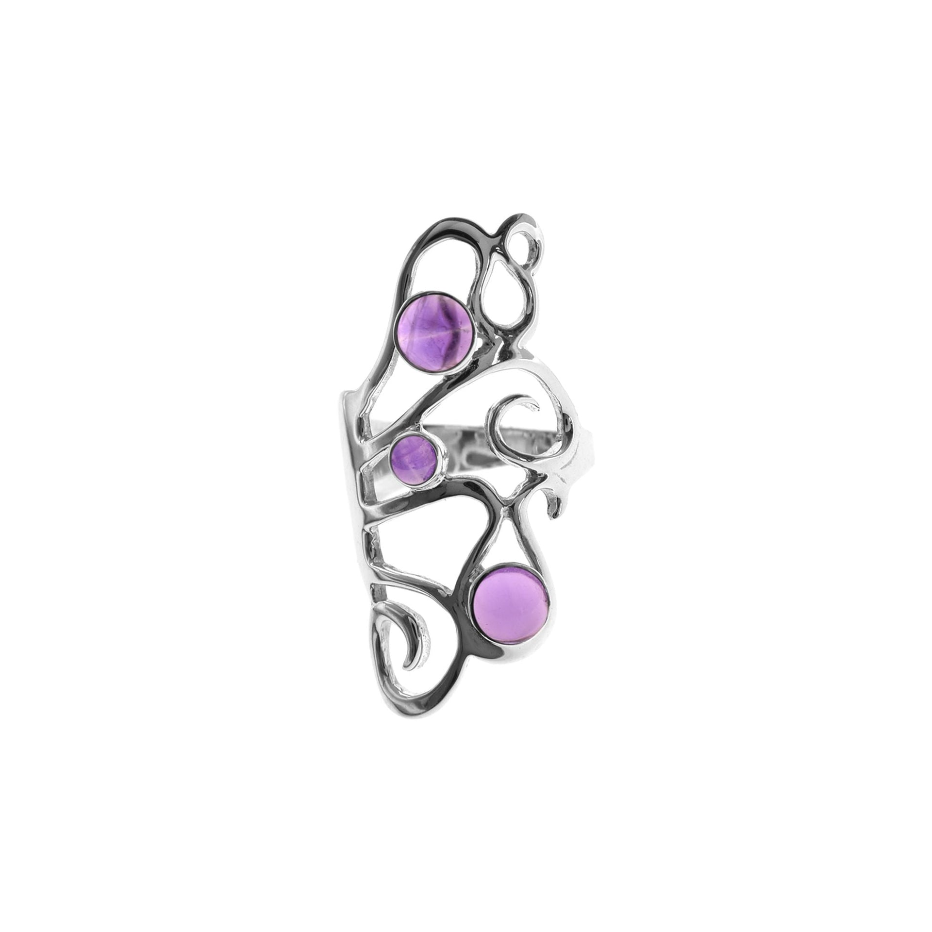 Amy amethyst long swirly ring