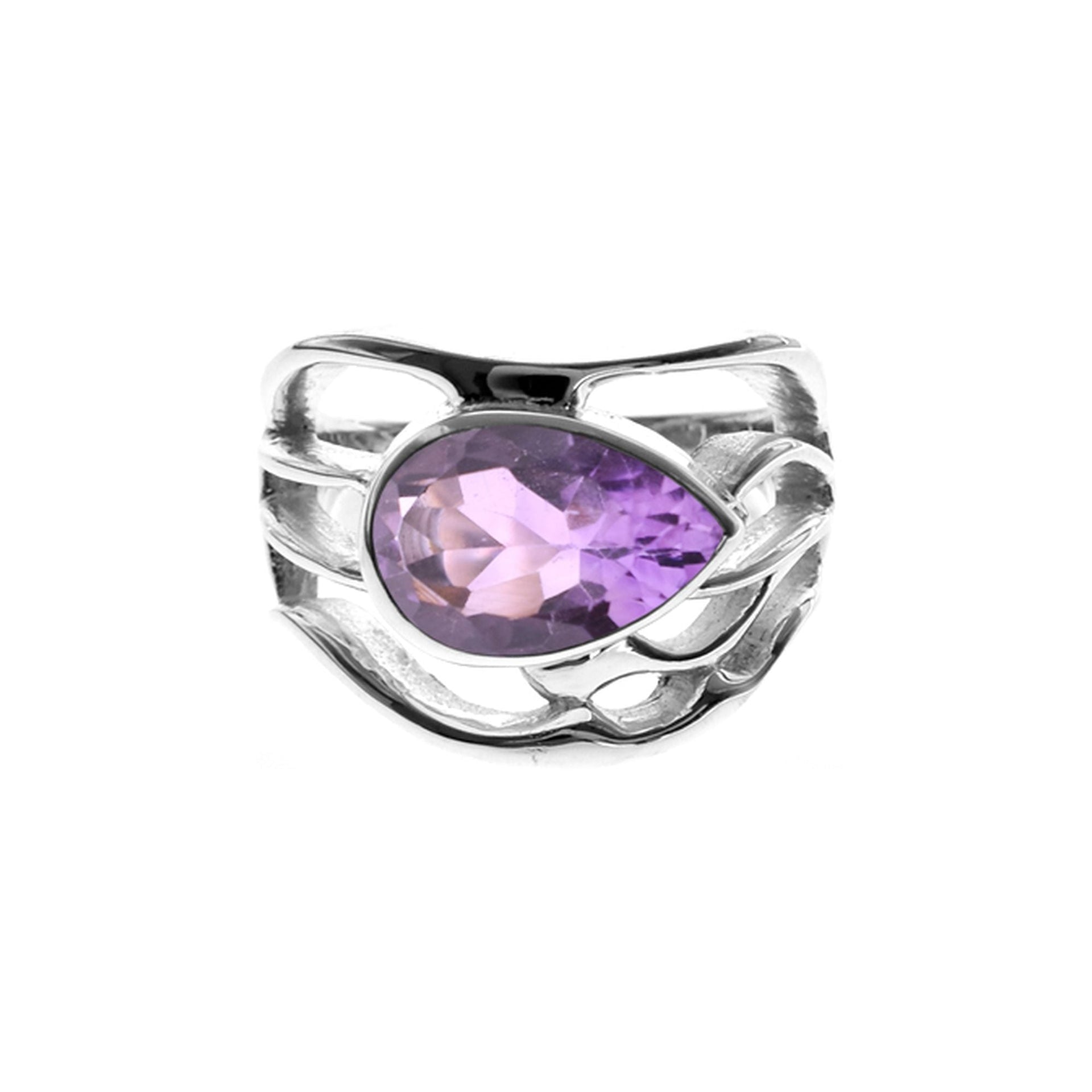 Lola teardrop amethyst wave design ring
