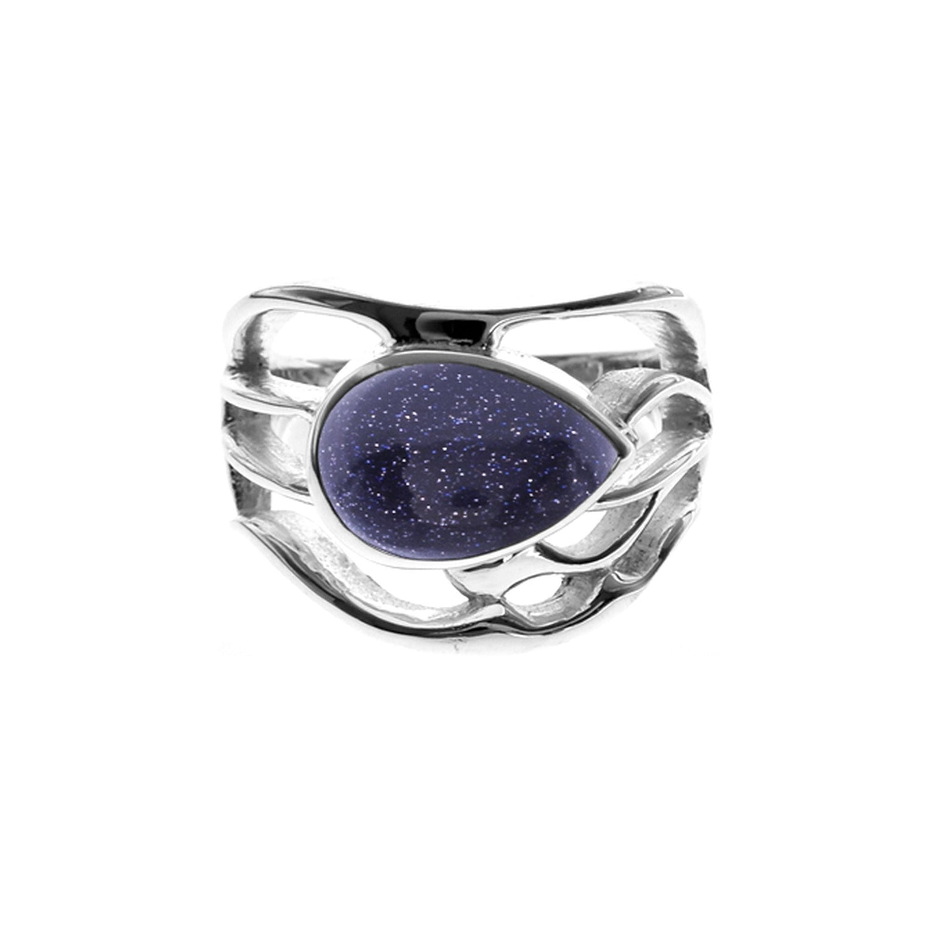 Lola teardrop blue goldstone wave design ring