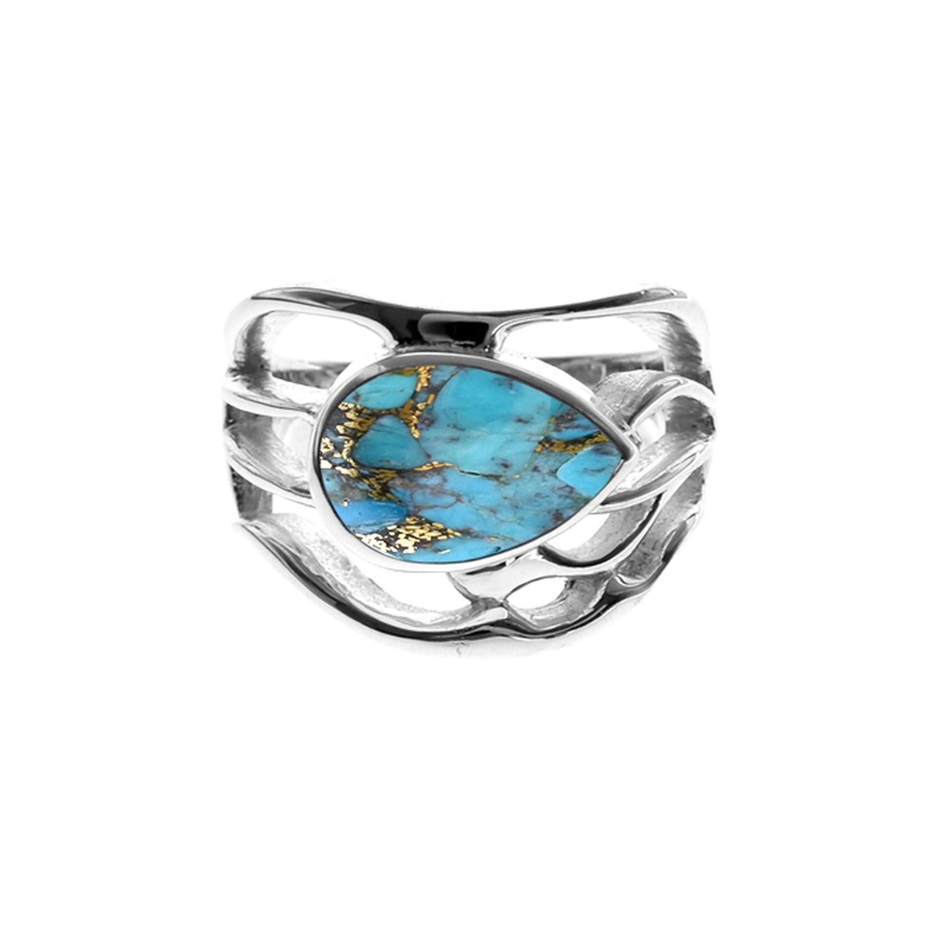 Lola teardrop blue mohave wave design ring