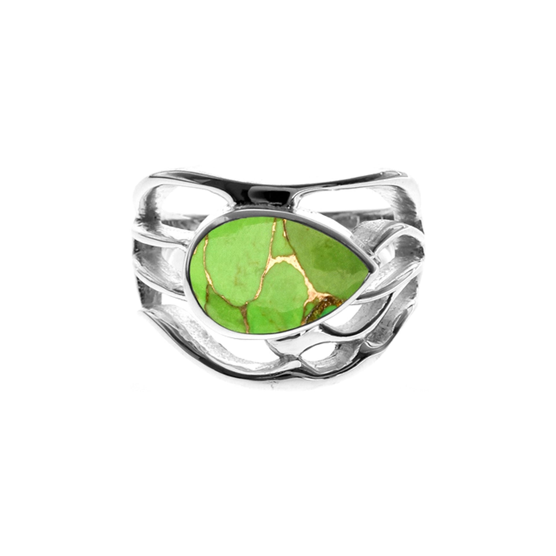 Lola teardrop green mohave wave design ring