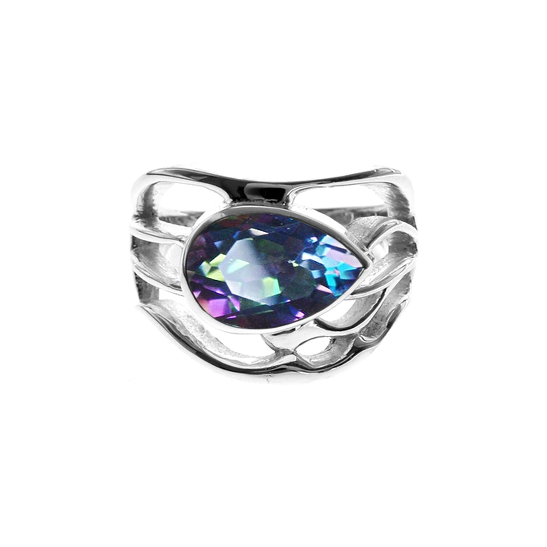 Lola teardrop mystic topaz wave design ring