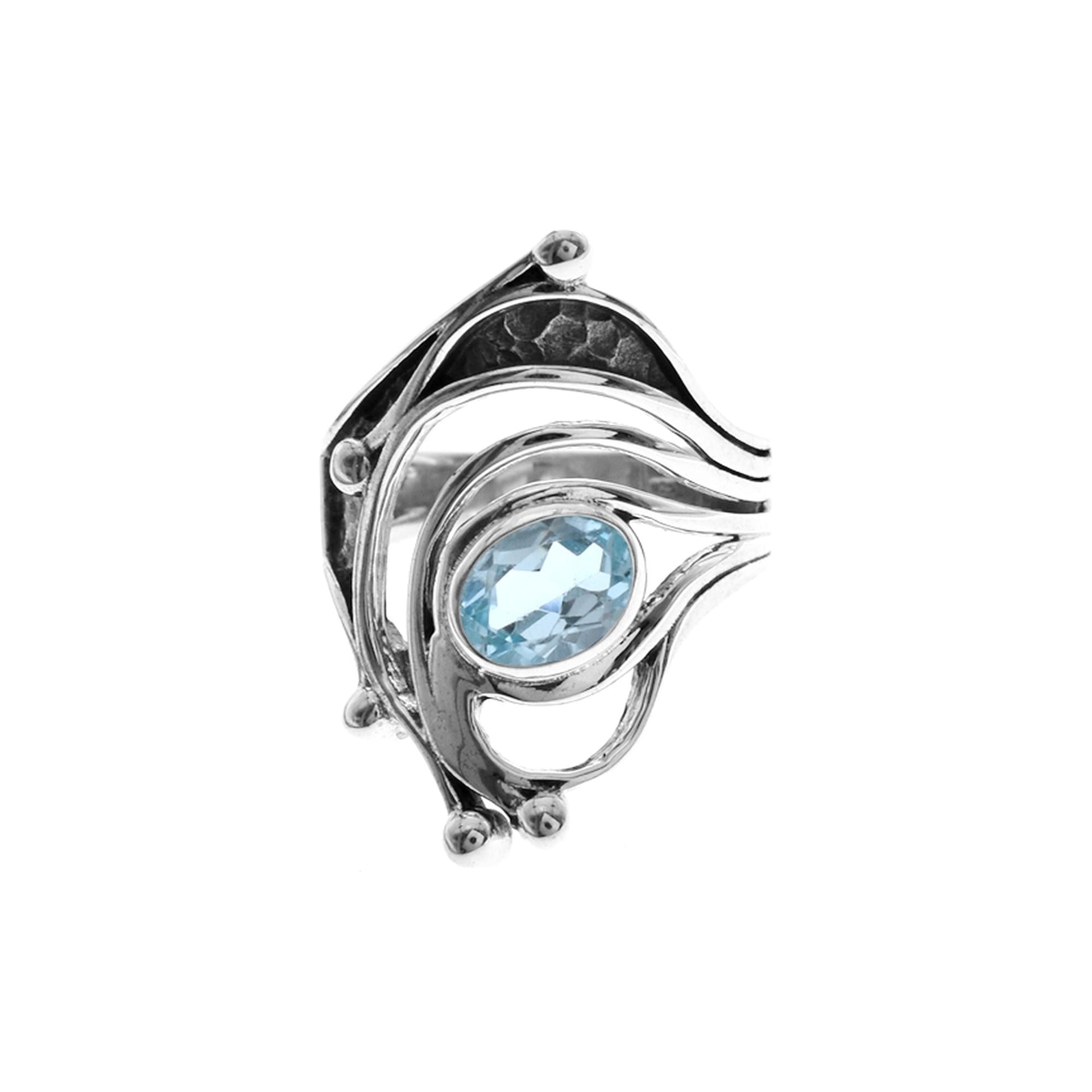 Zora statement organic blue topaz ring