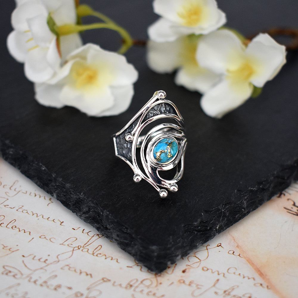 Zora statement organic blue mohave turquoise ring