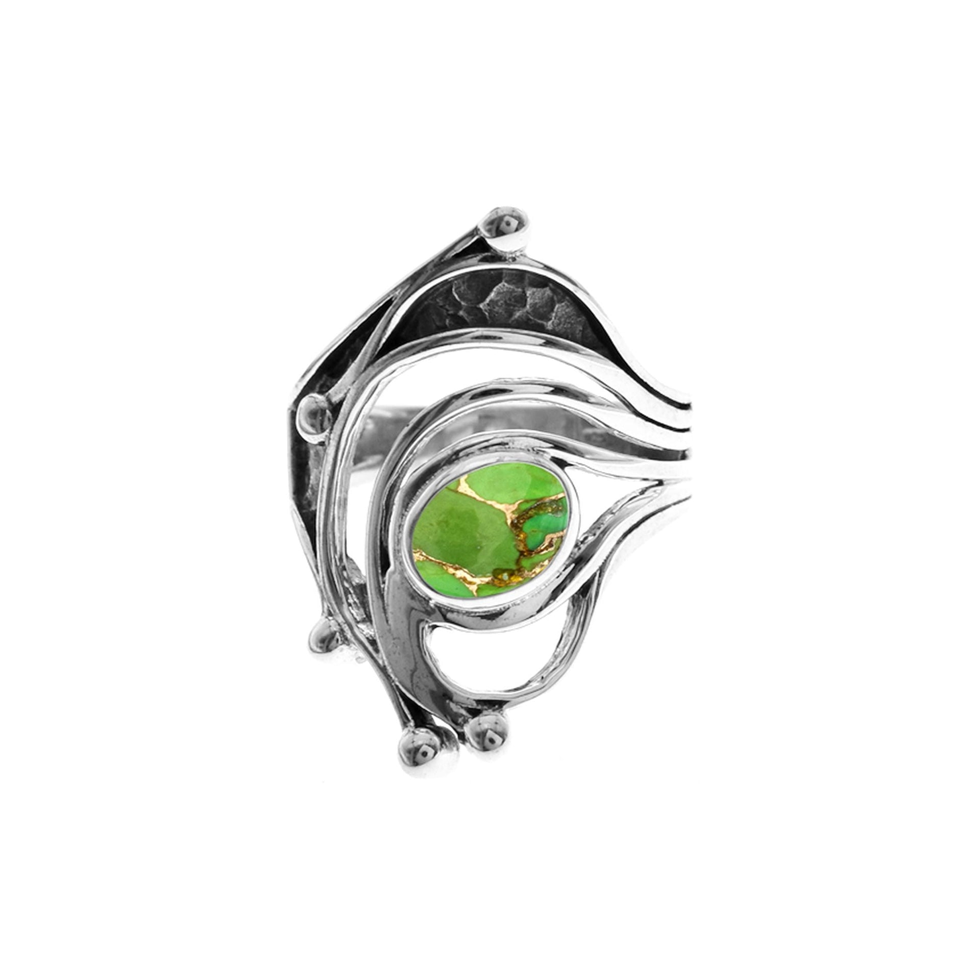 Zora statement organic green mohave turquoise ring