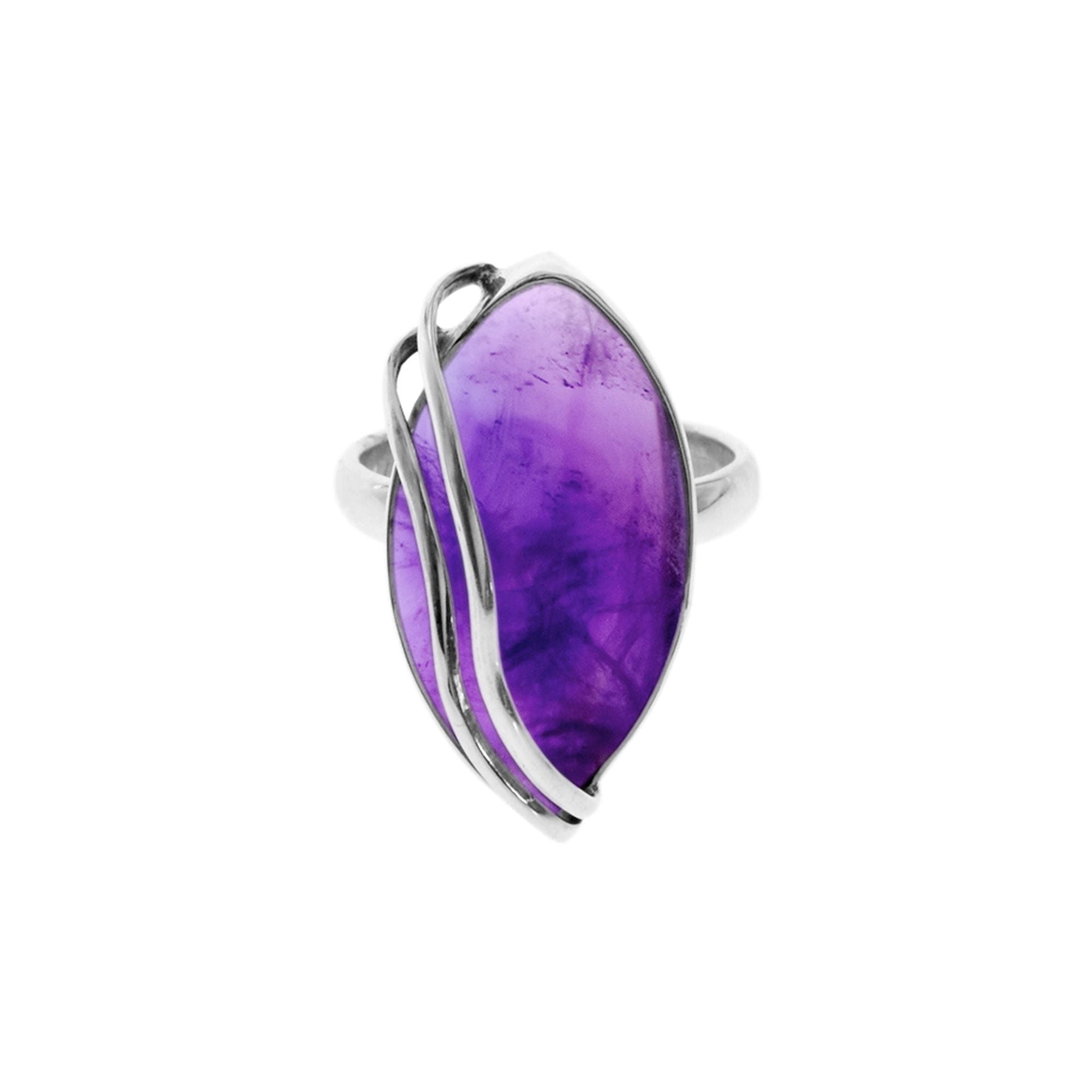 Amy large marquis amethyst with wire overlay ring