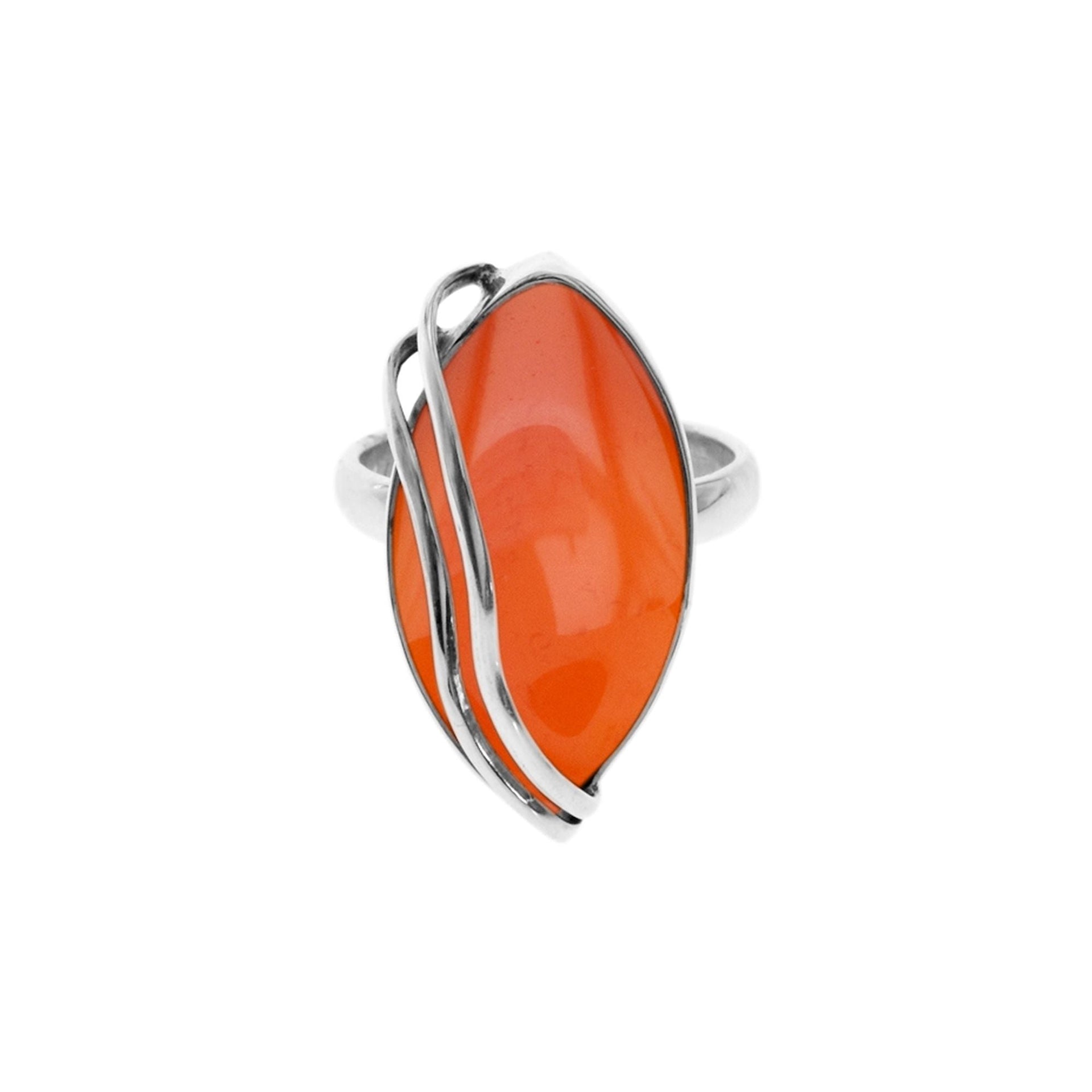 Amy large marquis carnelian with wire overlay ring