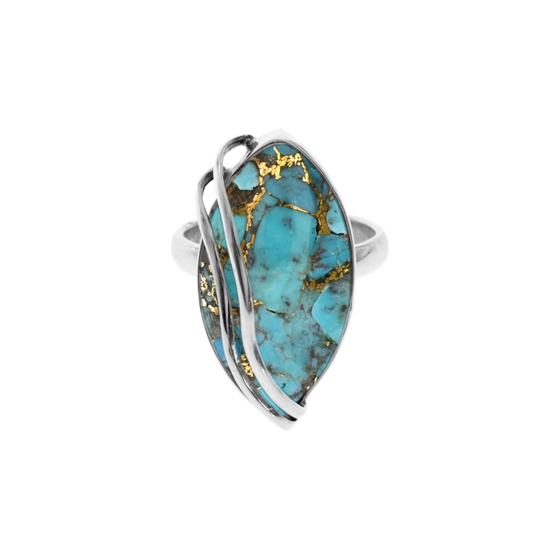 Amy marquis blue mohave turquoise with wire overlay ring