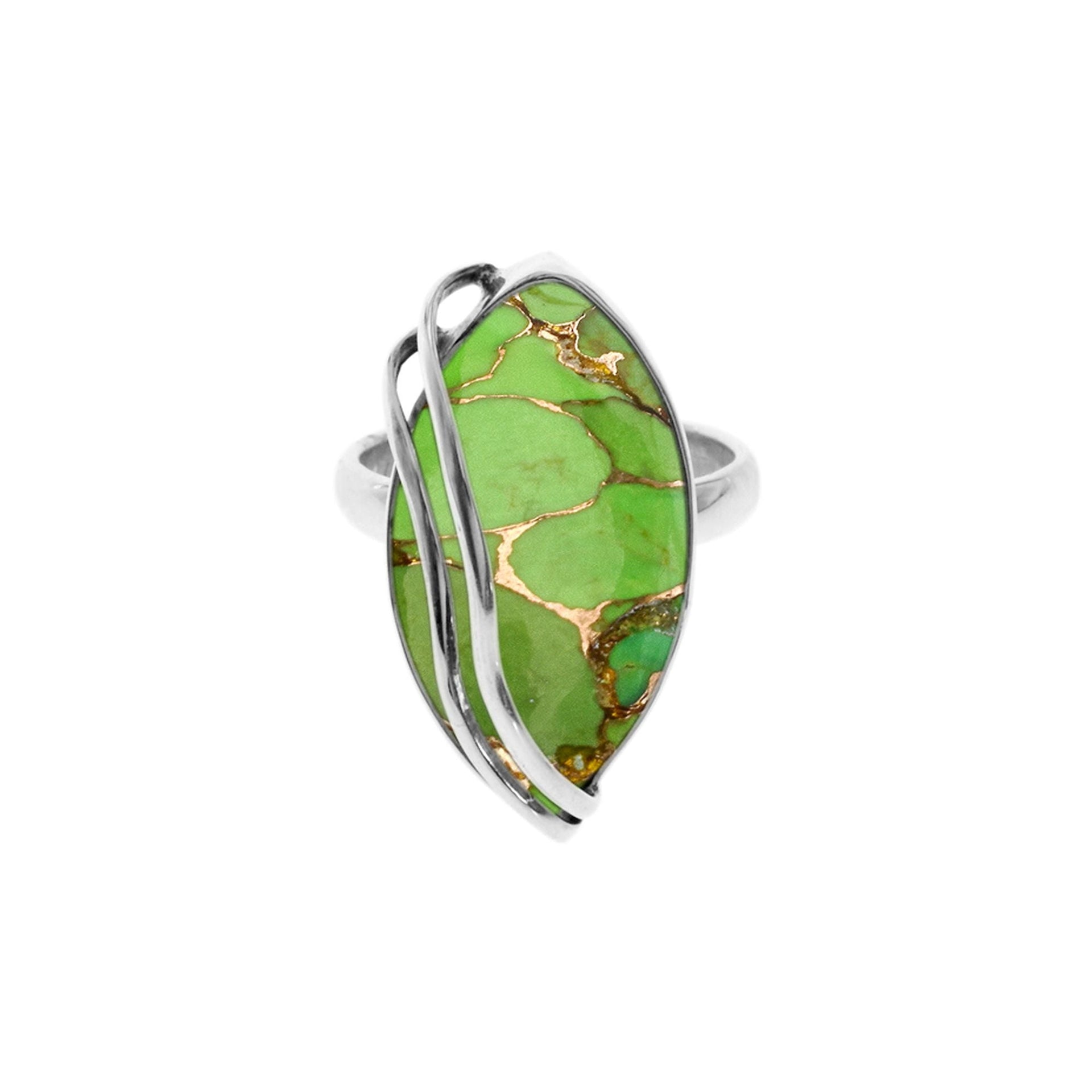Amy marquis green mohave turquoise with wire overlay ring