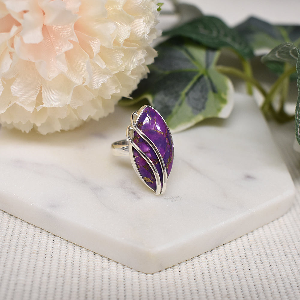 Amy marquis purple mohave turquoise with wire overlay ring