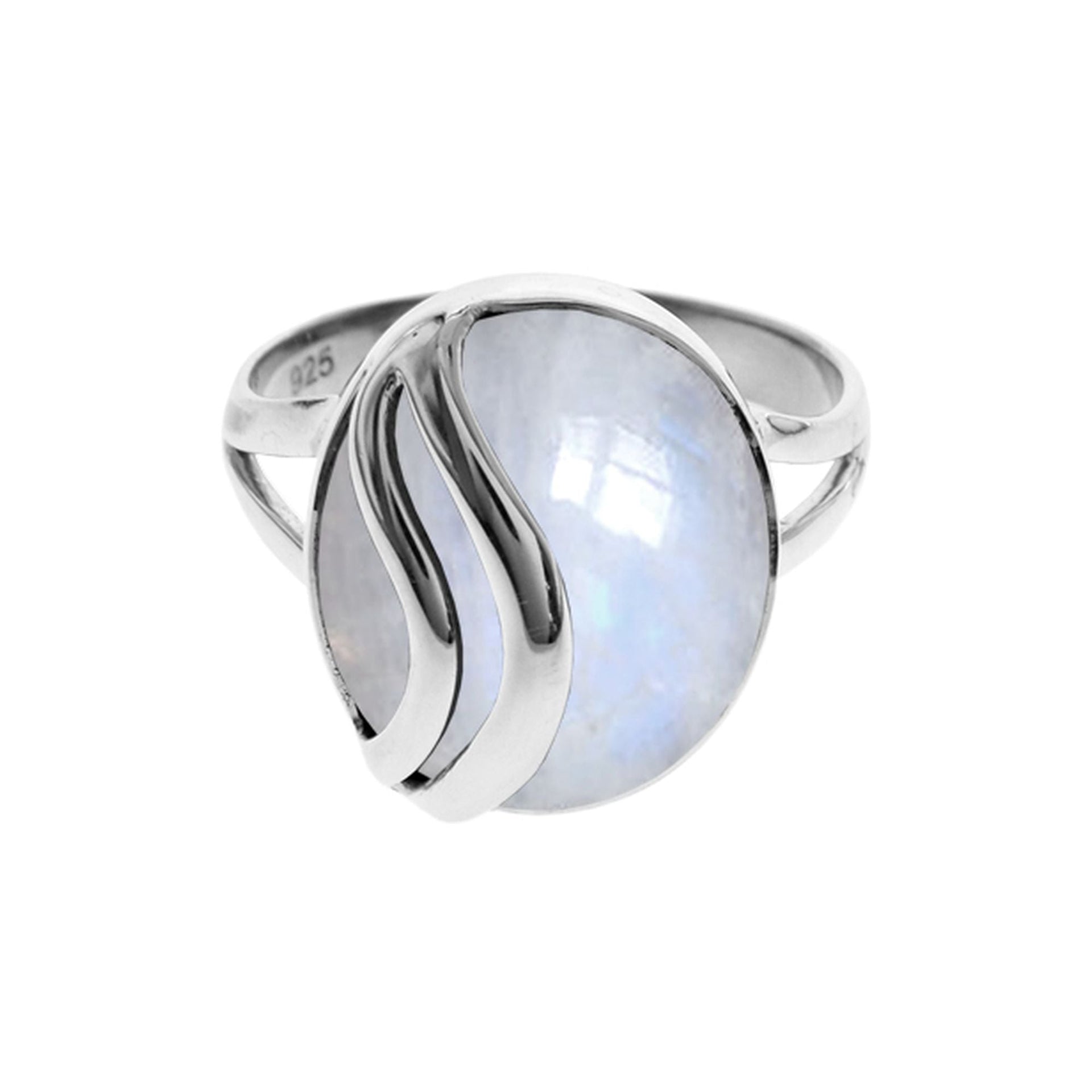 Viola rainbow moonstone double overlay ring
