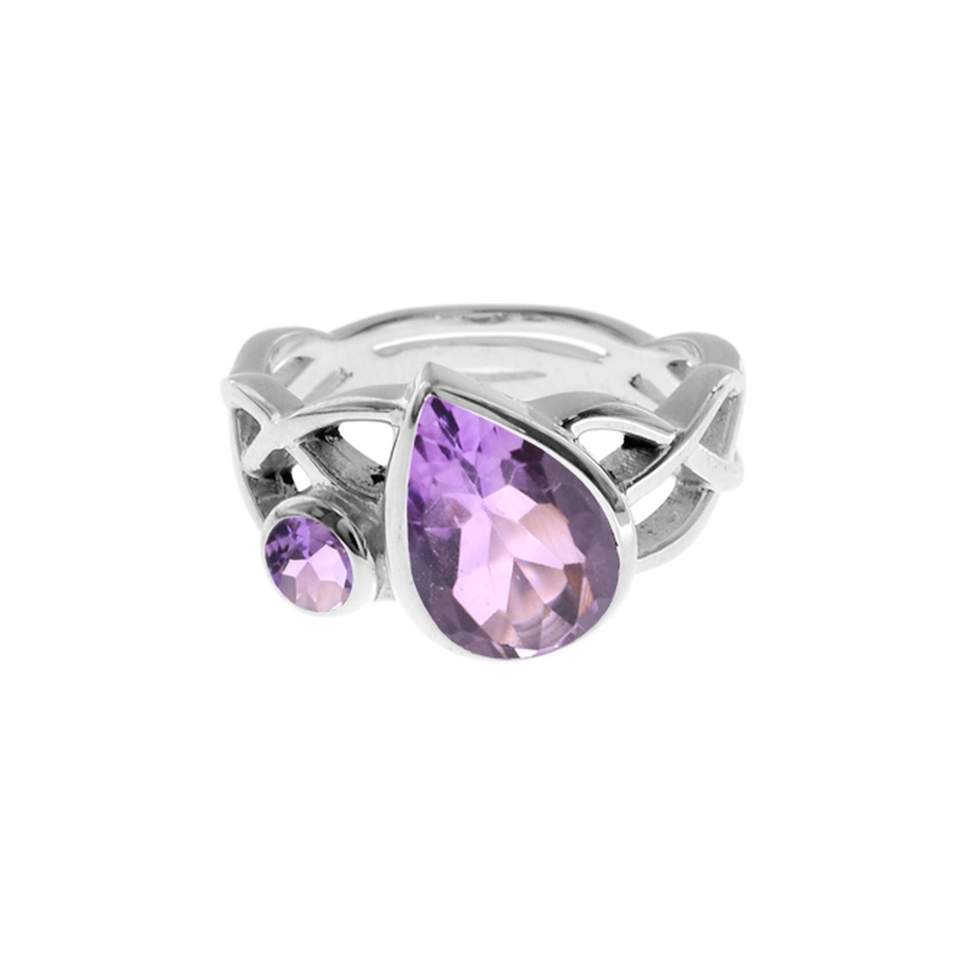 Catalina faceted amethyst Celtic knotwork ring
